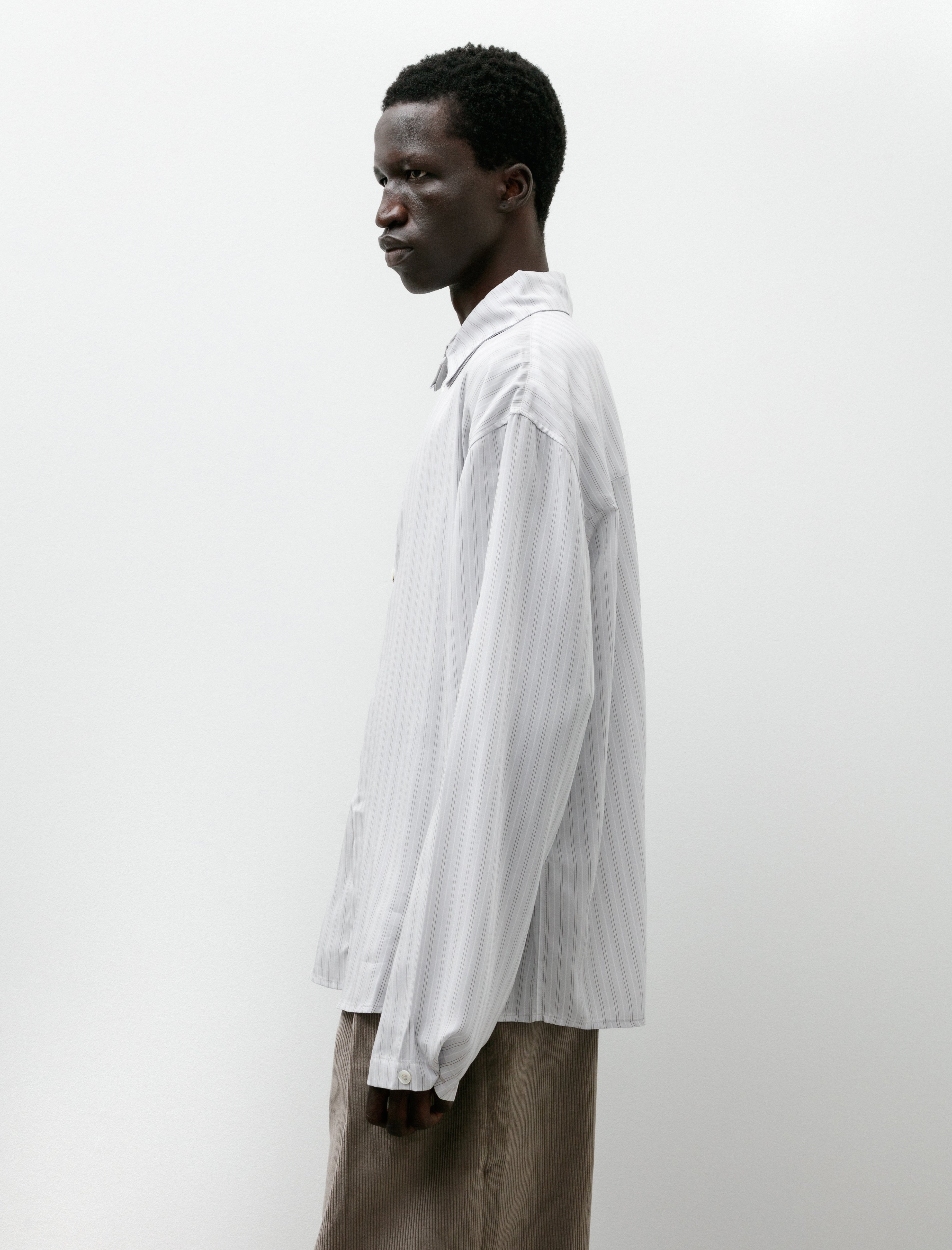 Lea Boberg LB-14-SC Shirt Tencel Dusty Red Blue Stripe