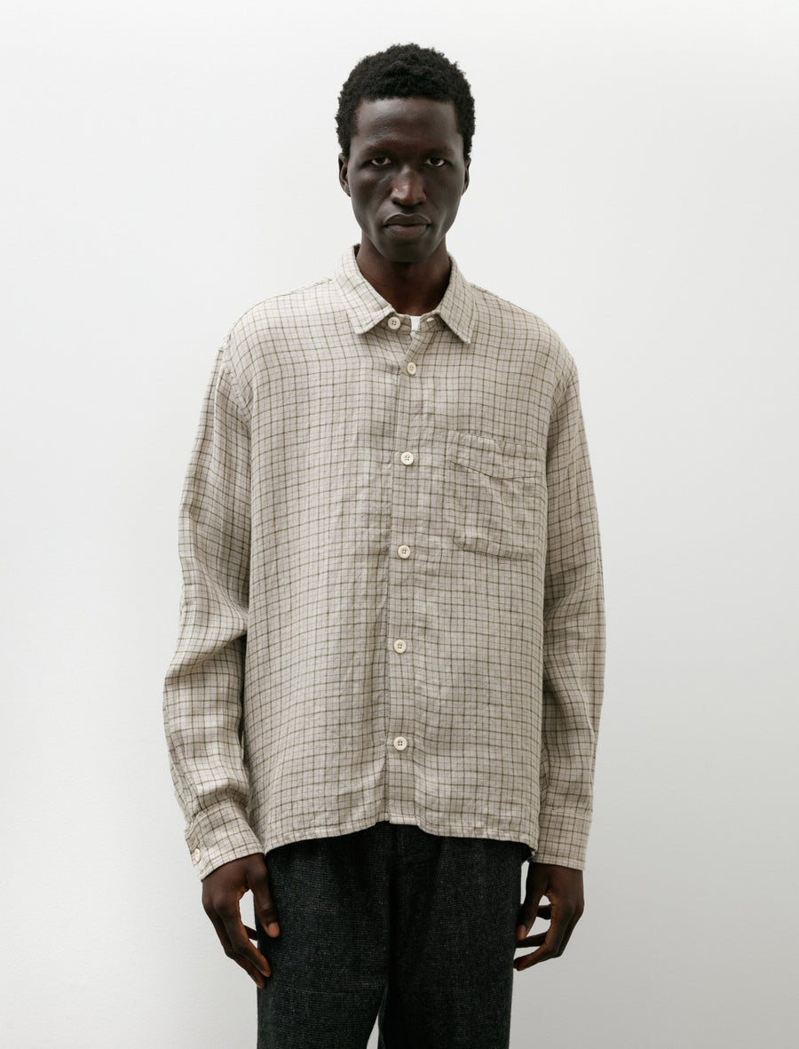 Relaxed Farmer Shirt Linen Spore - Image 1