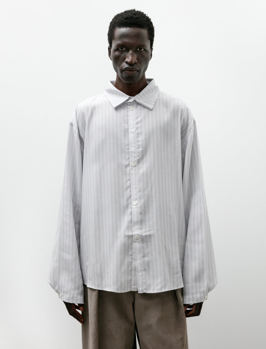 LB-14-SC Shirt Tencel Dusty Red Blue Stripe - Image 1