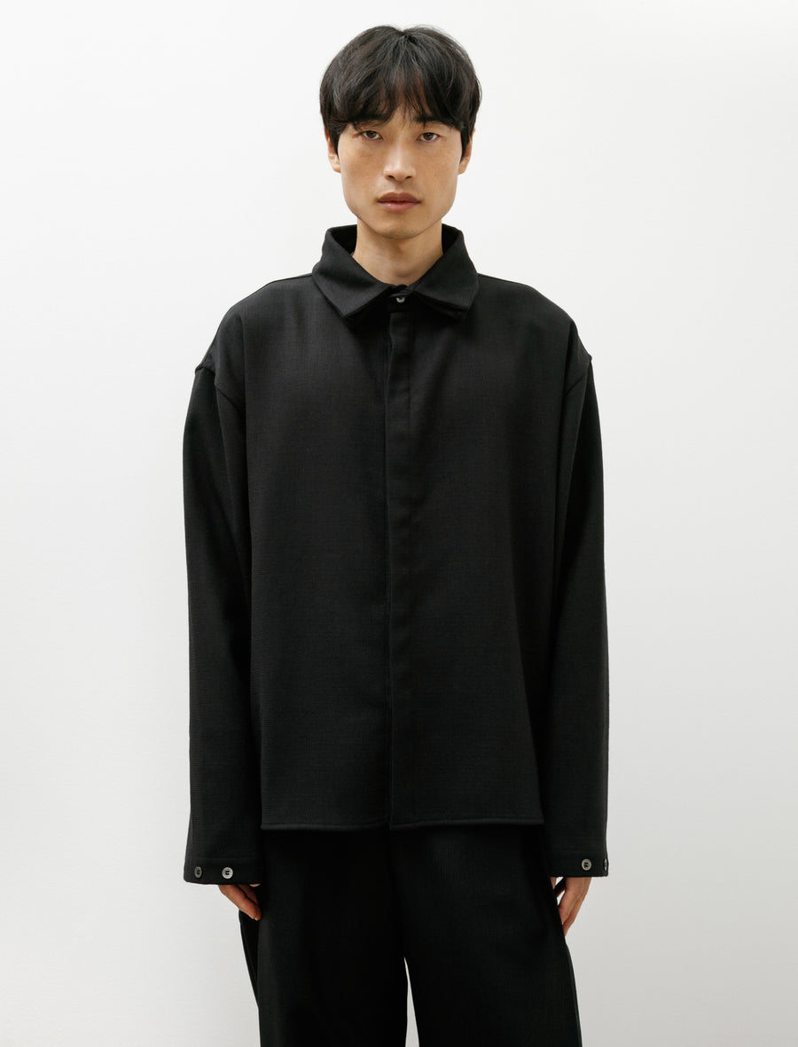 LB-25BB-SC-FF Shirt Double Wool Crepe Black - Image 1