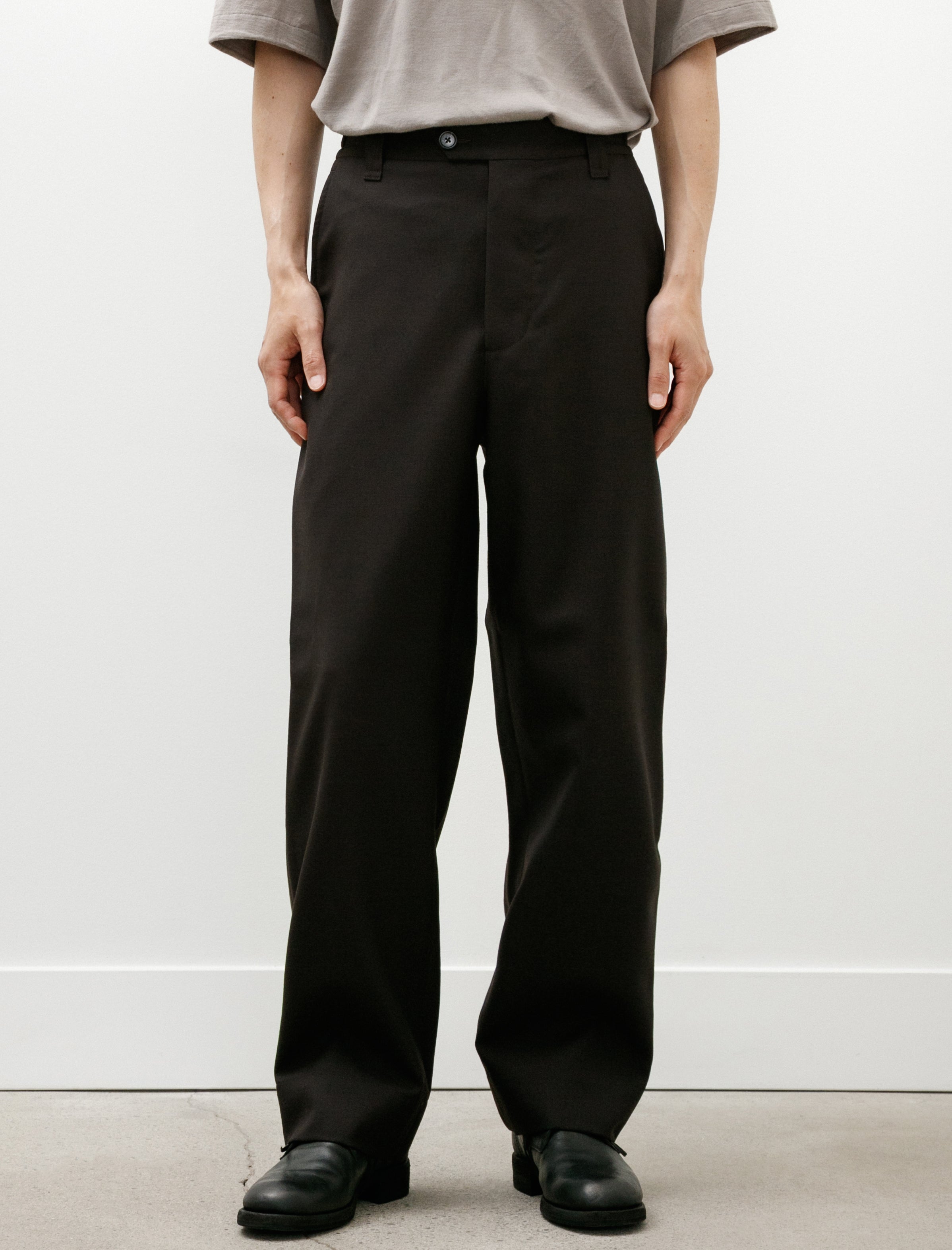 Margaret Howell Relaxed Trousers Yarn Dye Wool Plainweave Ebony