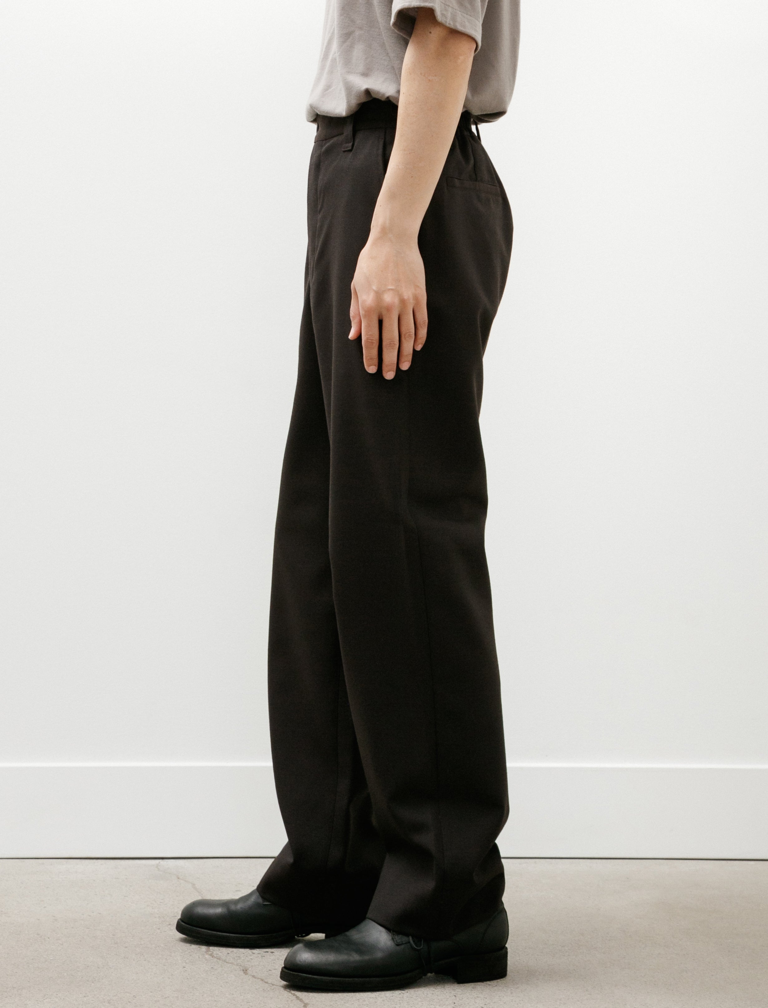 Margaret Howell Relaxed Trousers Yarn Dye Wool Plainweave Ebony
