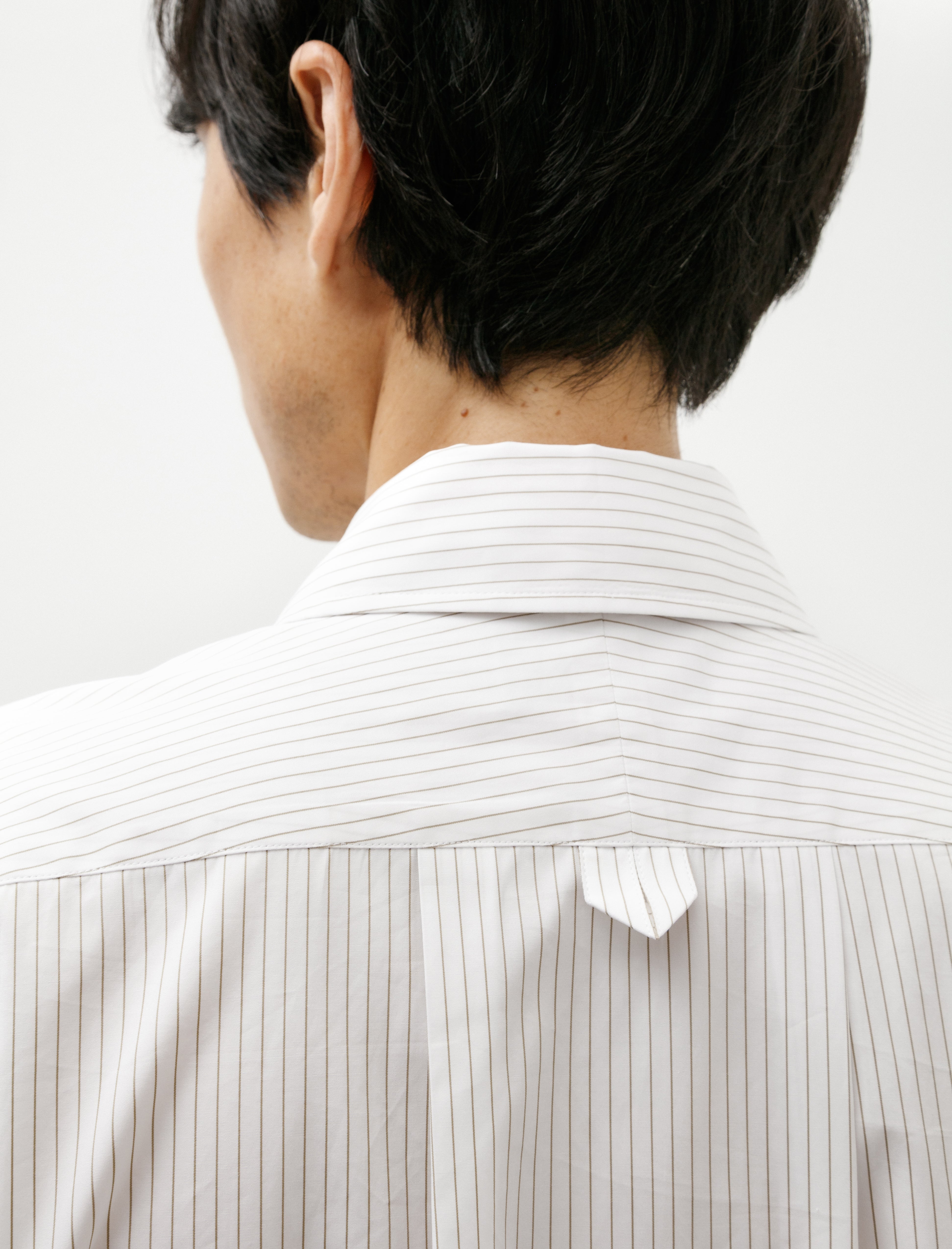 Margaret Howell Relaxed Shirt Pencil Cotton Stripe White Olive