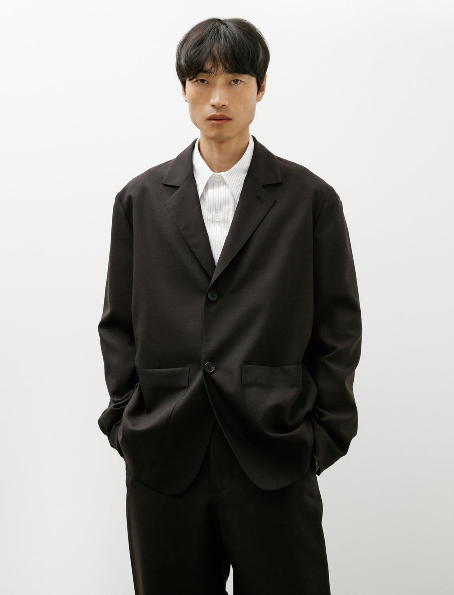 Patch Pocket Blazer Yarn Dye Wool Plainweave Ebony - Image 1