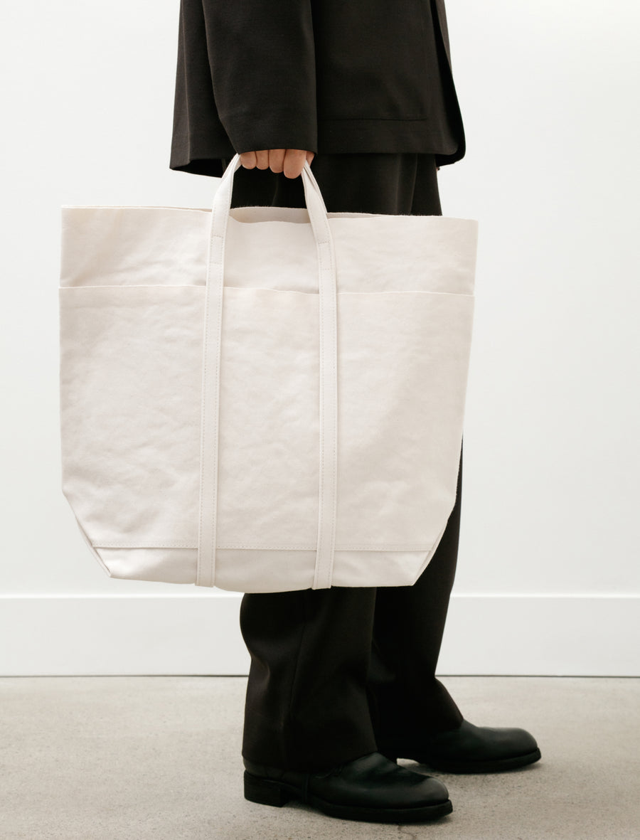Washed Canvas 6 Pockets Tote T White - Image 1