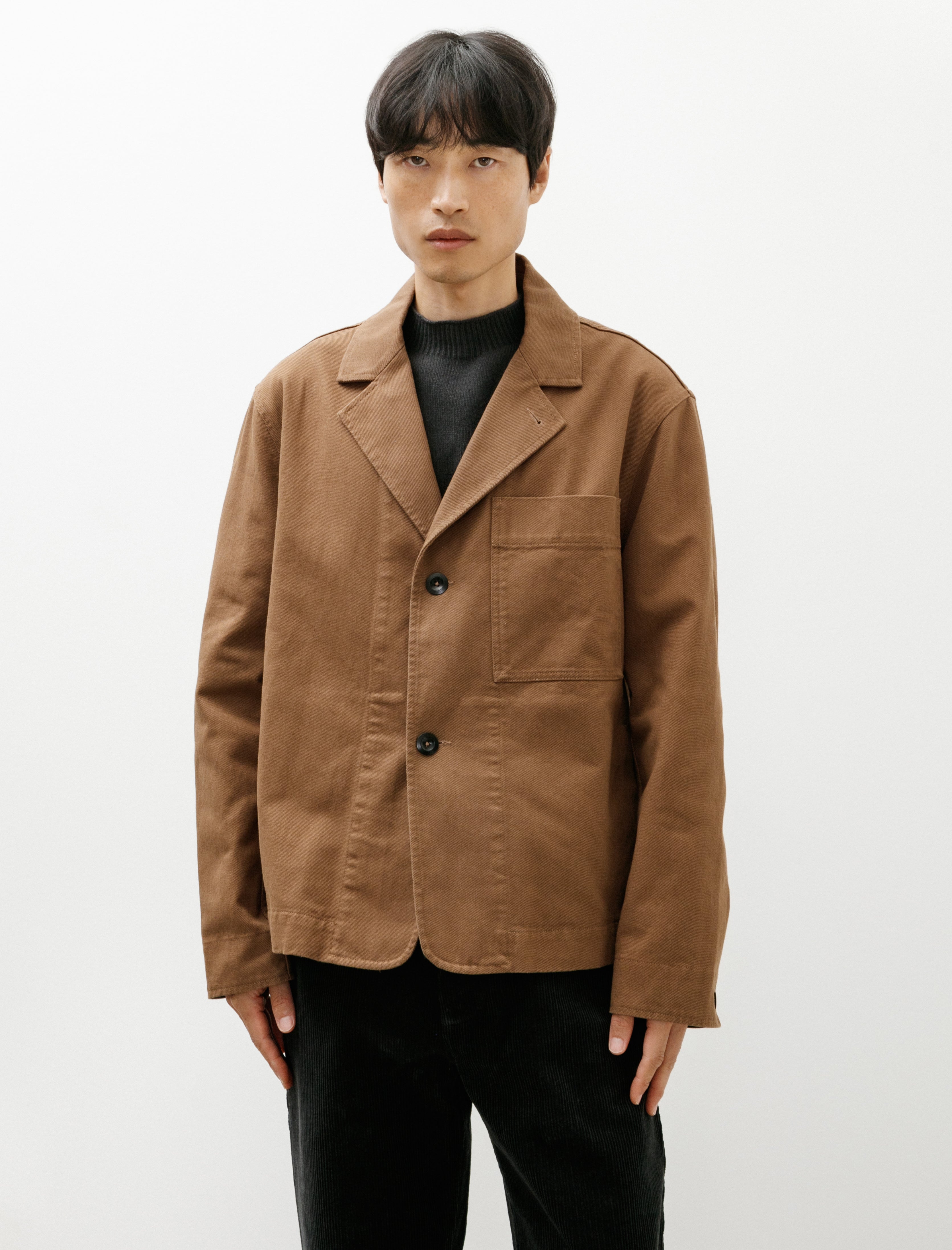 Margaret Howell MHL Minimal Blazer Raised Cotton Drill Tobacco