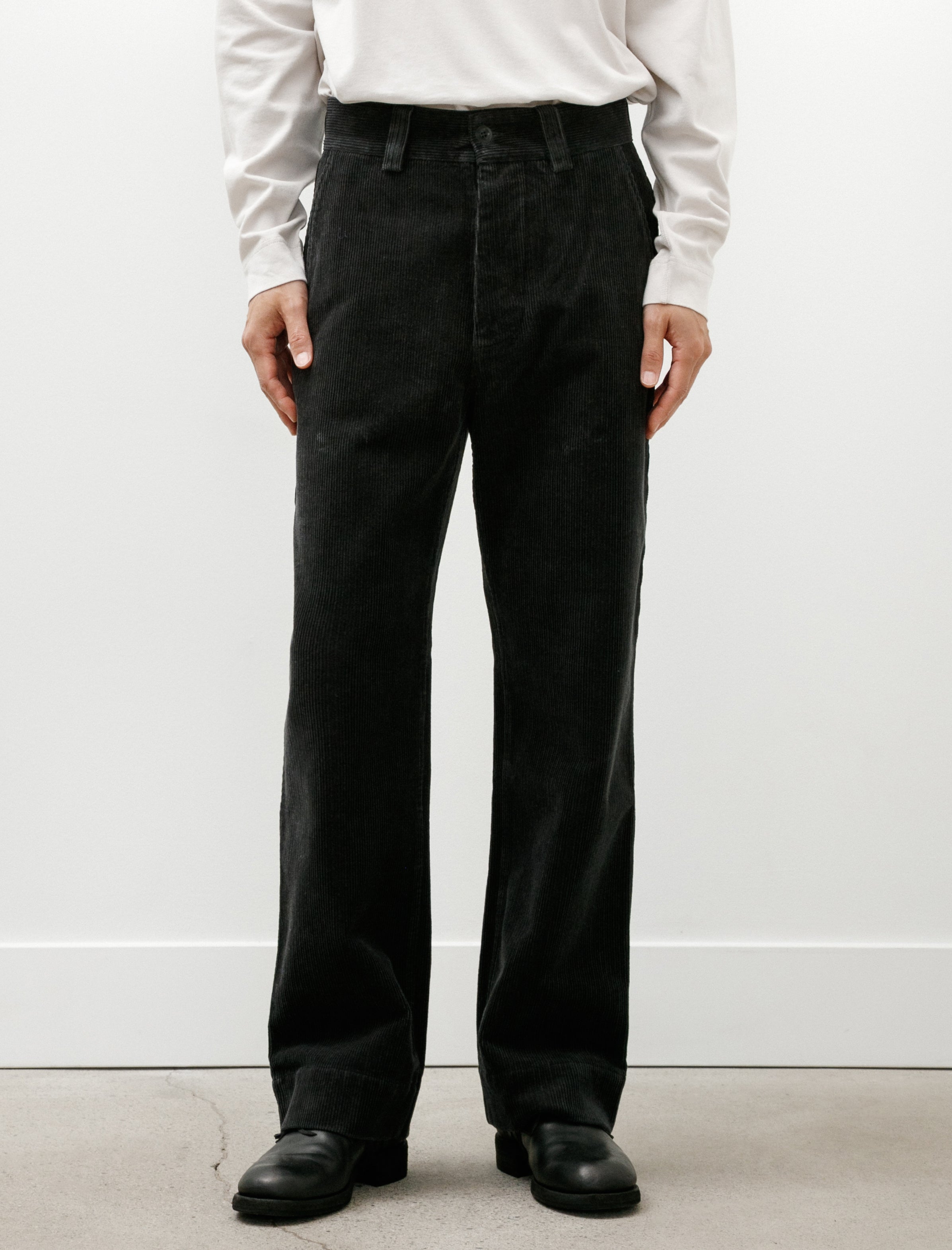 MHL Simple Trousers 8 Wale Cotton Corduroy Slate