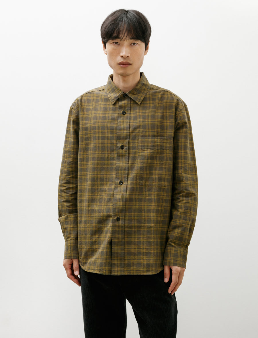 MHL Basic Shirt Tonal Cotton Check Khaki Cumin - Image 1