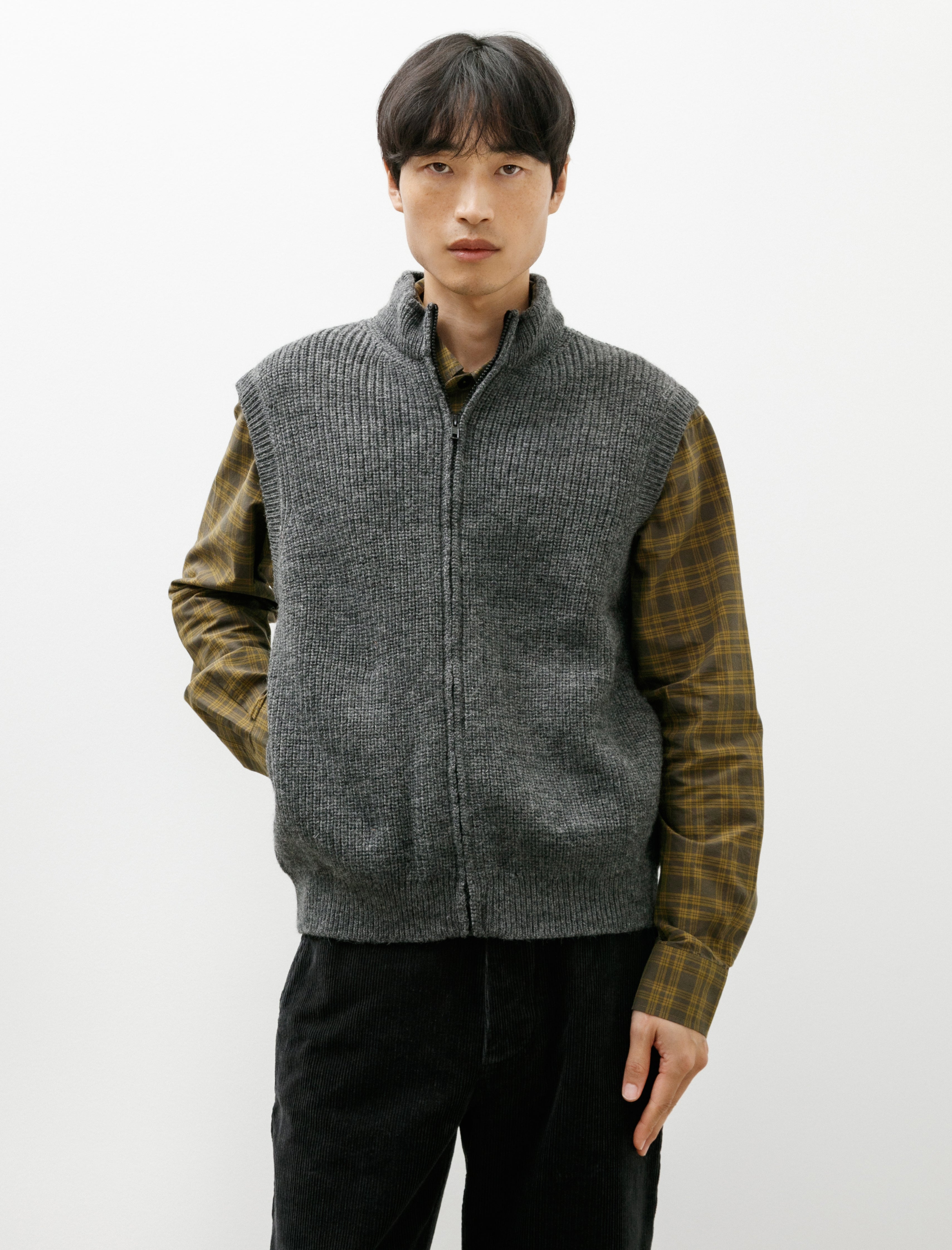 MHL Zip Gilet Dry Merino Grey Melange