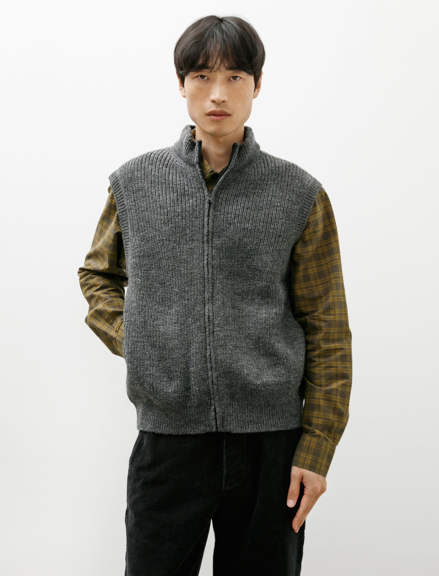 MHL Zip Gilet Dry Merino Grey Melange - Image 1
