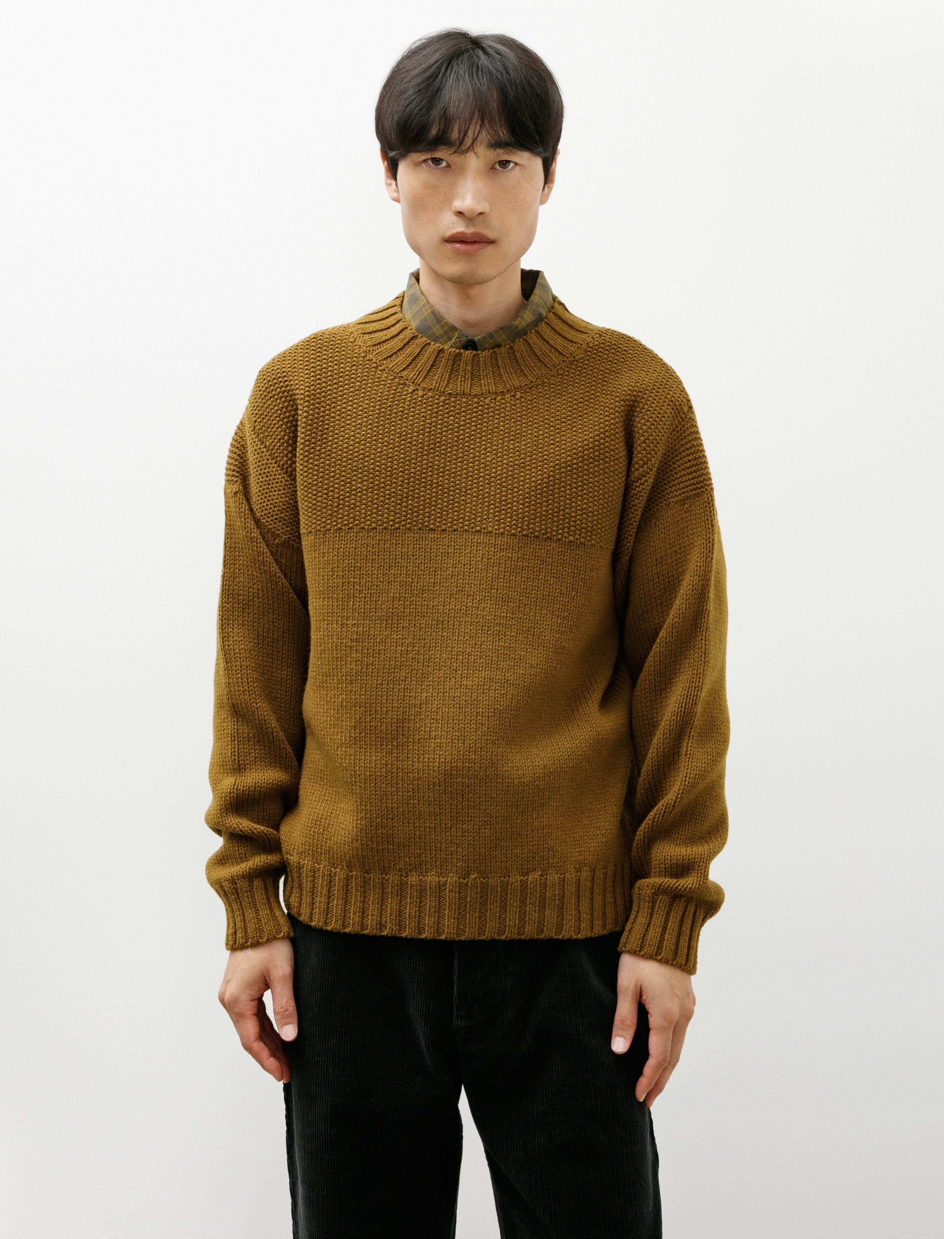 Margaret Howell Fishermans Jumper Soft Wool Ochre