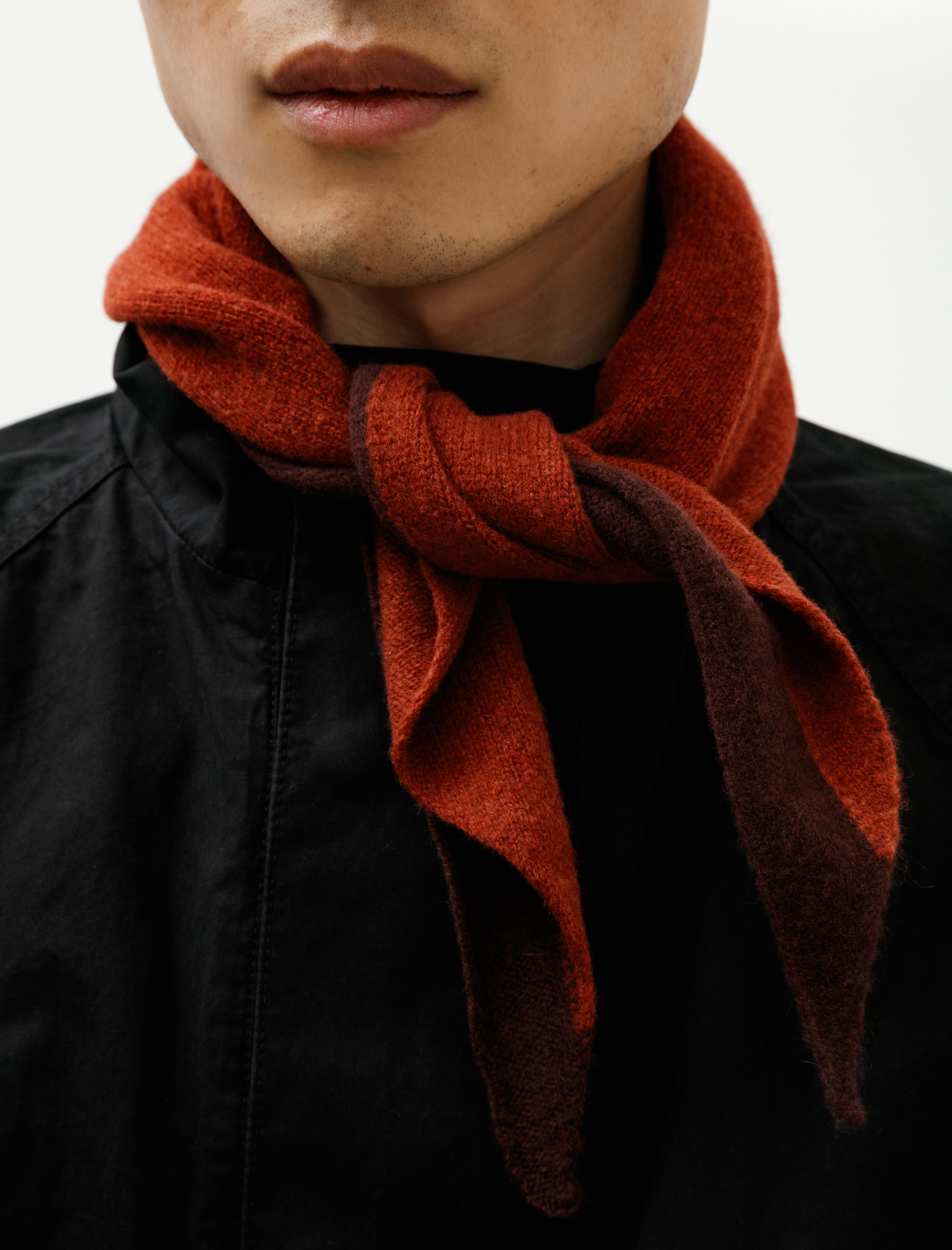 MHL Tipped Scout Scarf Lambswool Sienna Mahogany