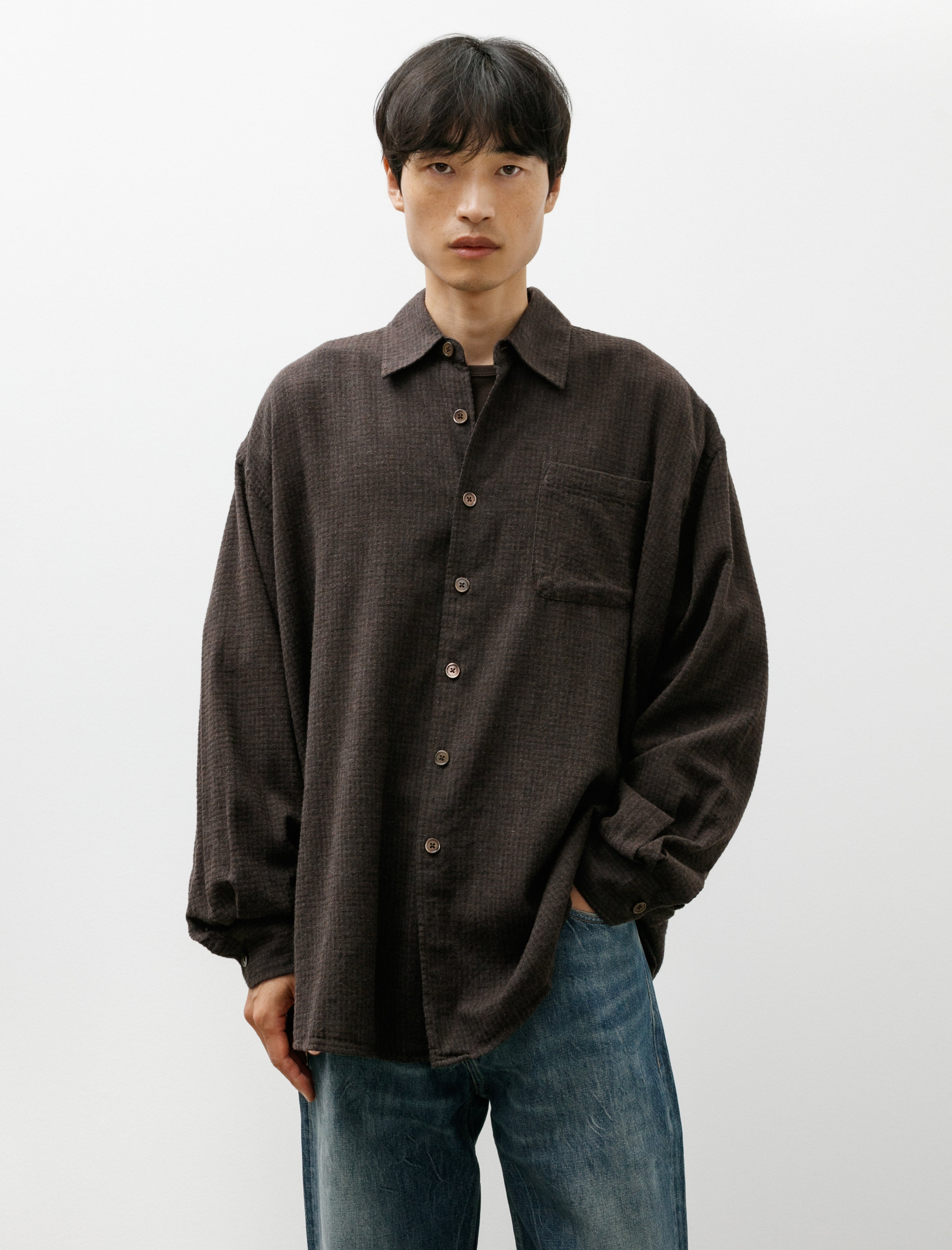 Our Legacy Borrowed Shirt Truffle Check Grid Cloth