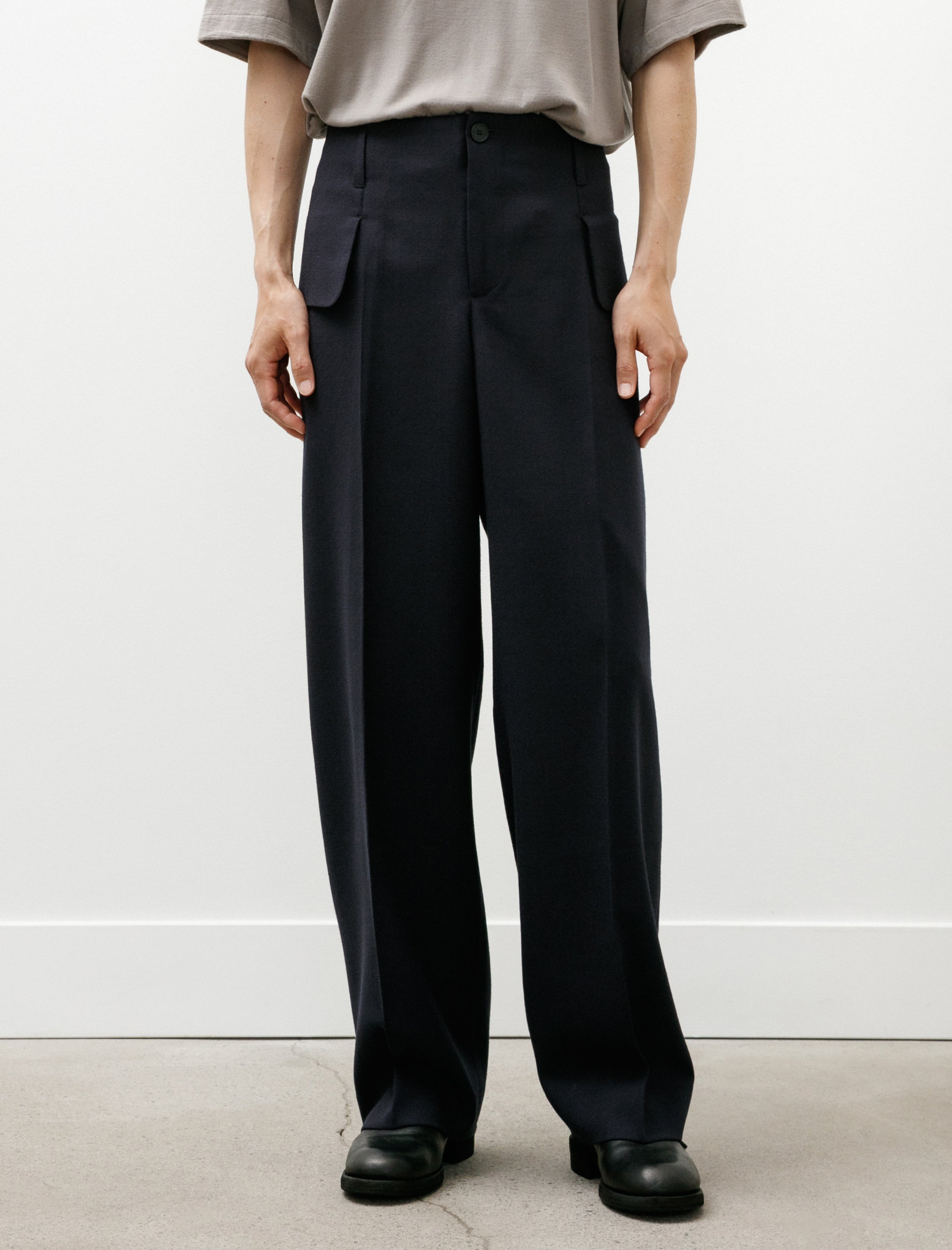 Lea Boberg LB-4B-FP Trousers British Wool Crepe Navy
