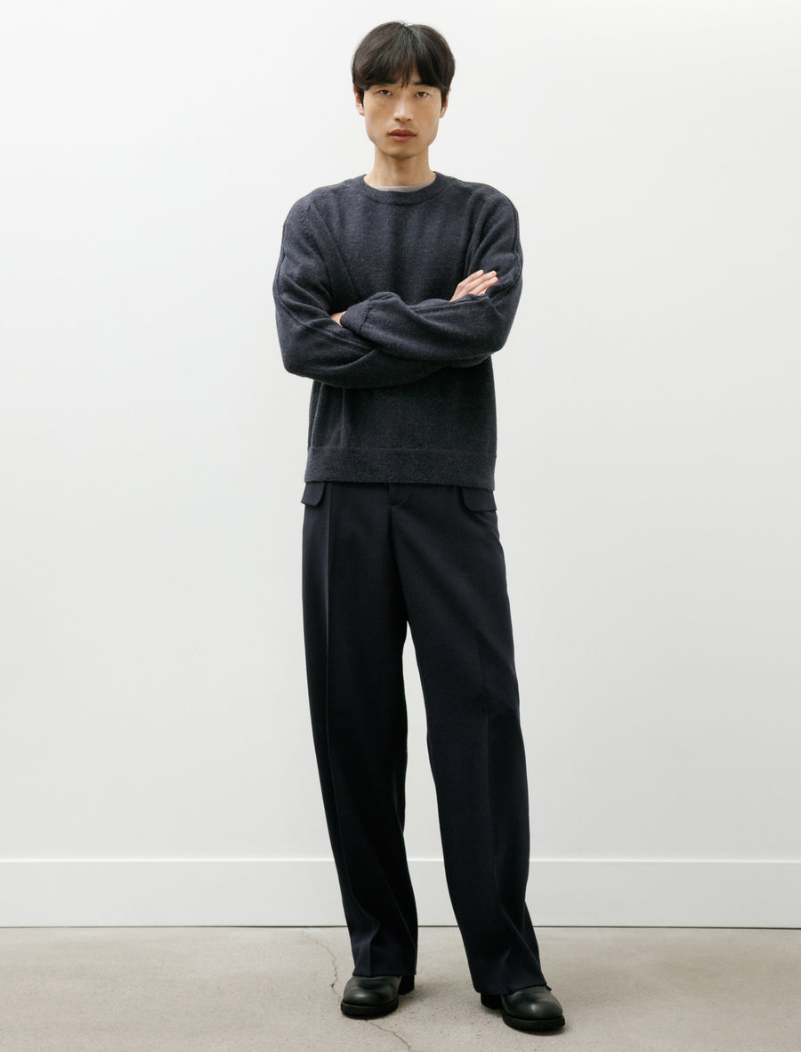 LB-4B-FP Trousers British Wool Crepe Navy - Image 1