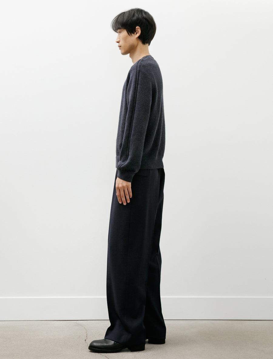 LB-4B-FP Trousers British Wool Crepe Navy - Image 3