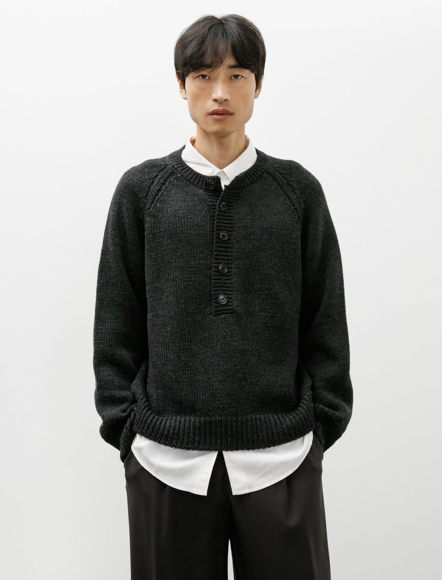 Shore Henley Charcoal Dry Merino Wool - Image 1