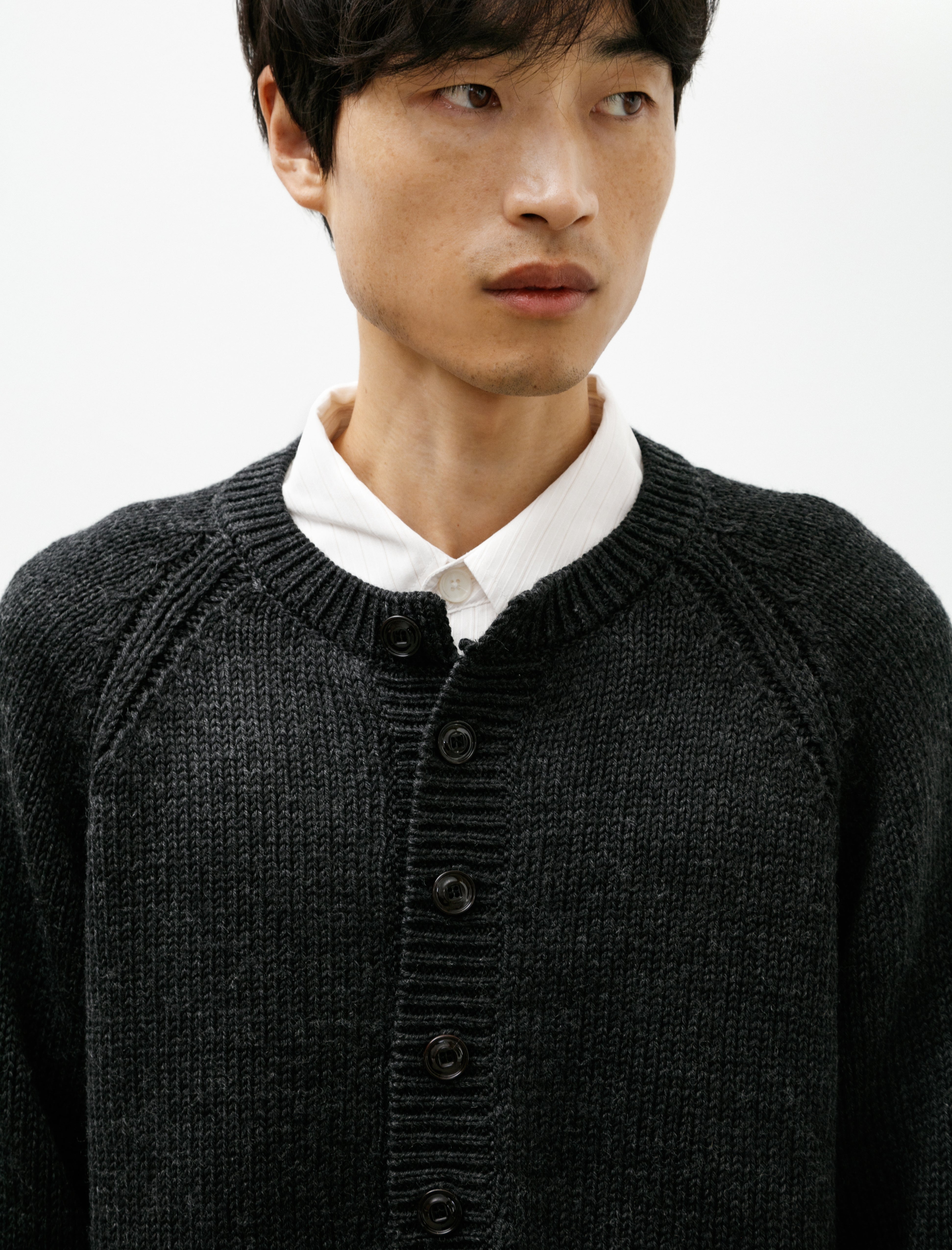 Our Legacy Shore Henley Charcoal Dry Merino Wool