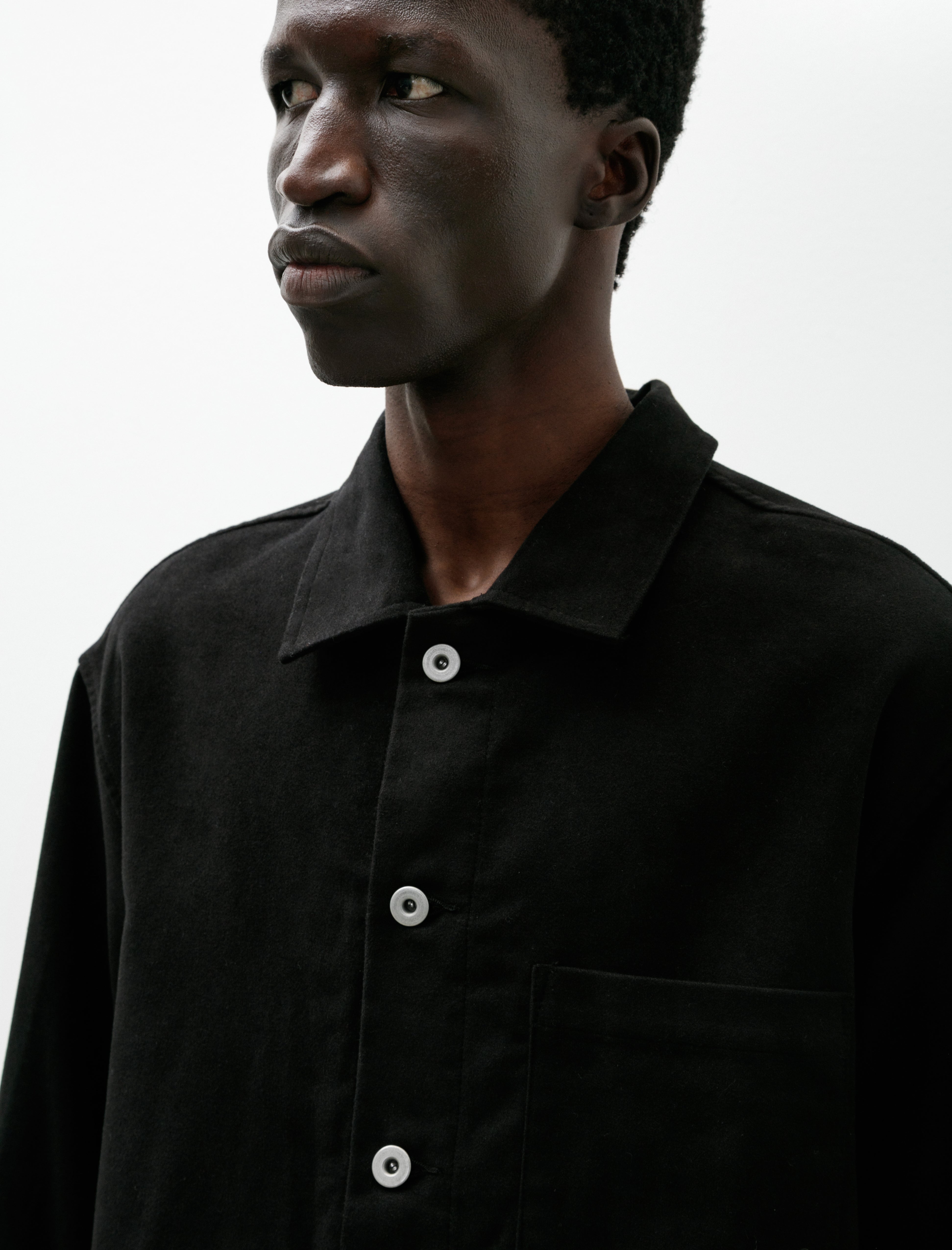 James Coward Travail Shirt Cotton Moleskin Black