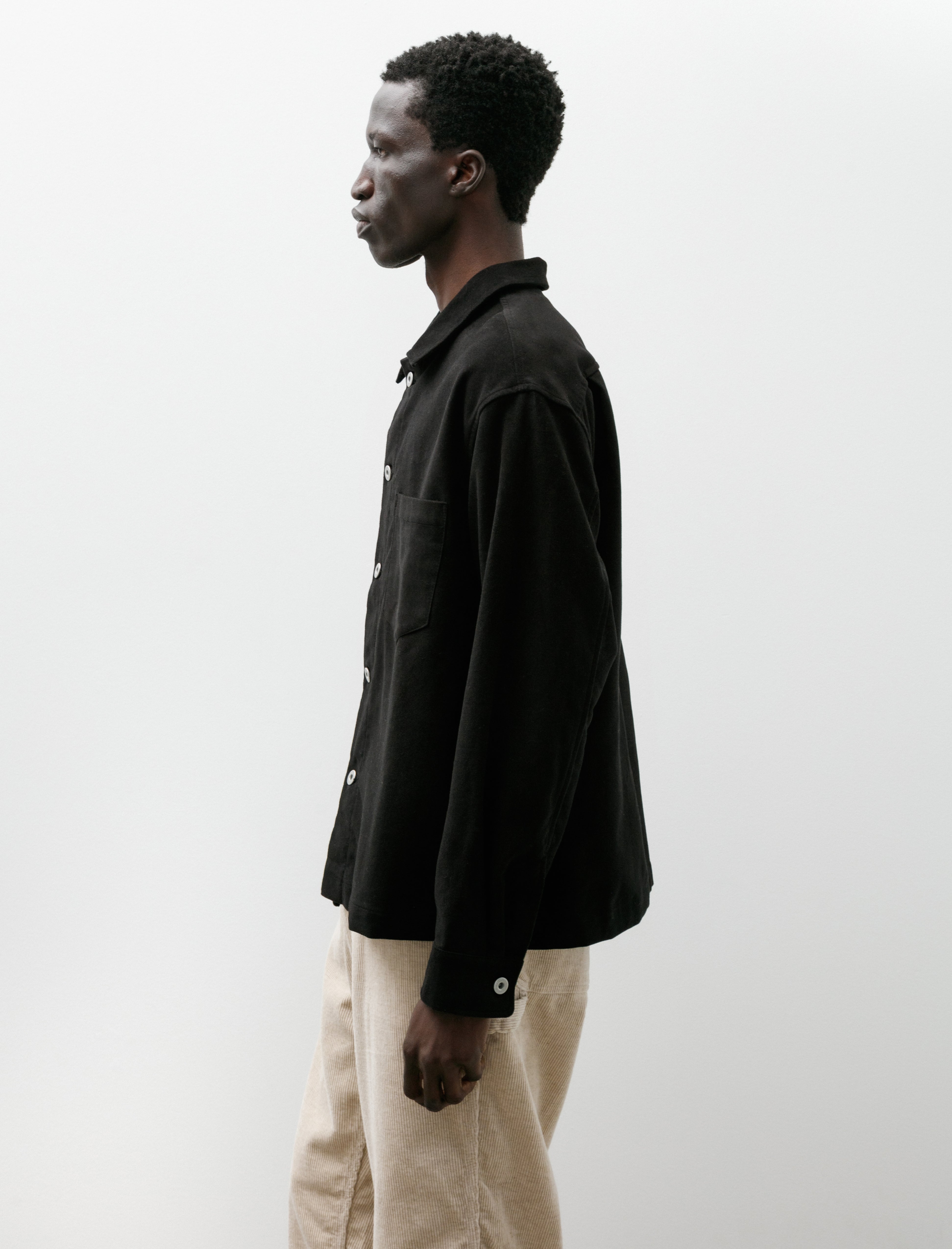 James Coward Travail Shirt Cotton Moleskin Black