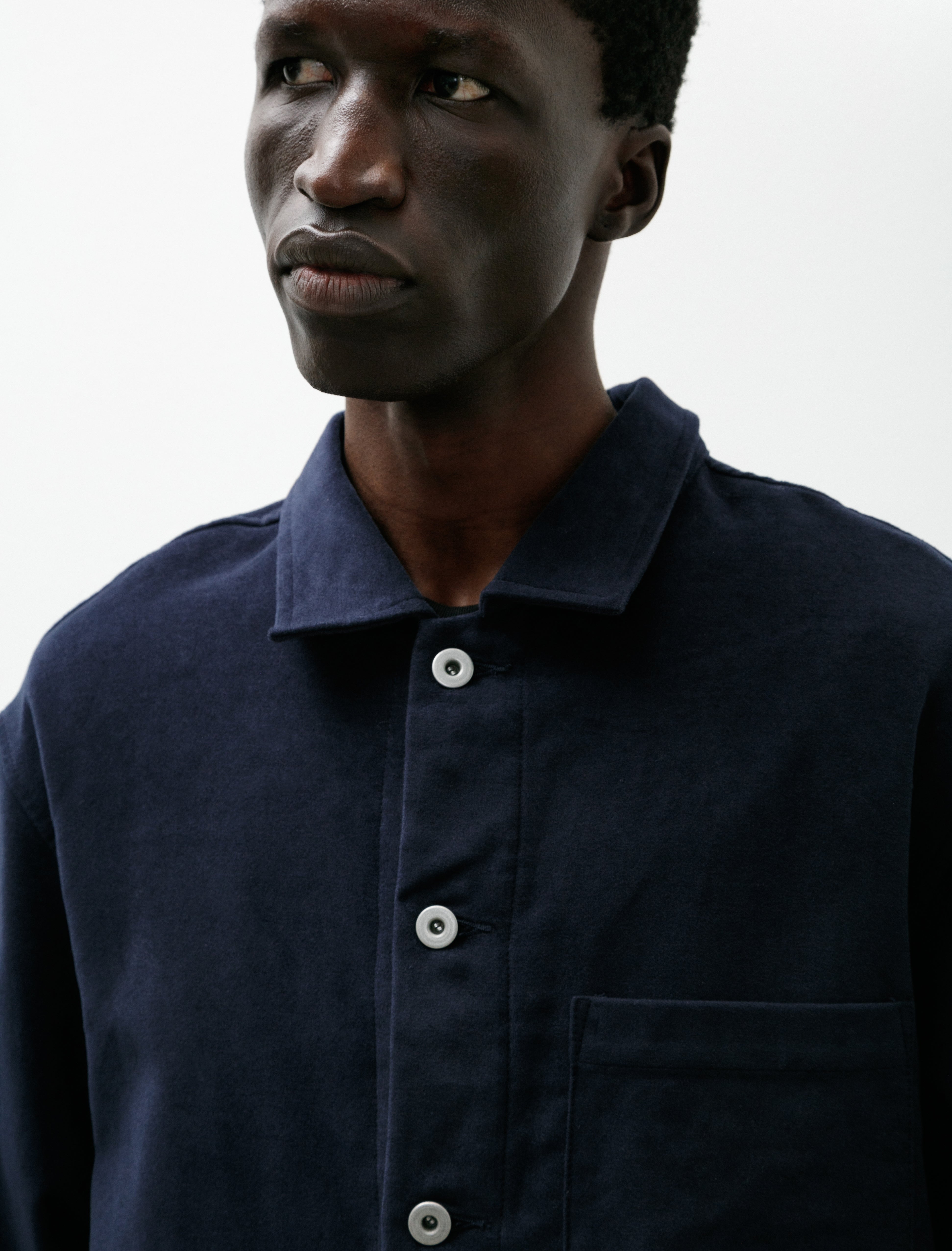 James Coward Travail Shirt Cotton Moleskin Navy
