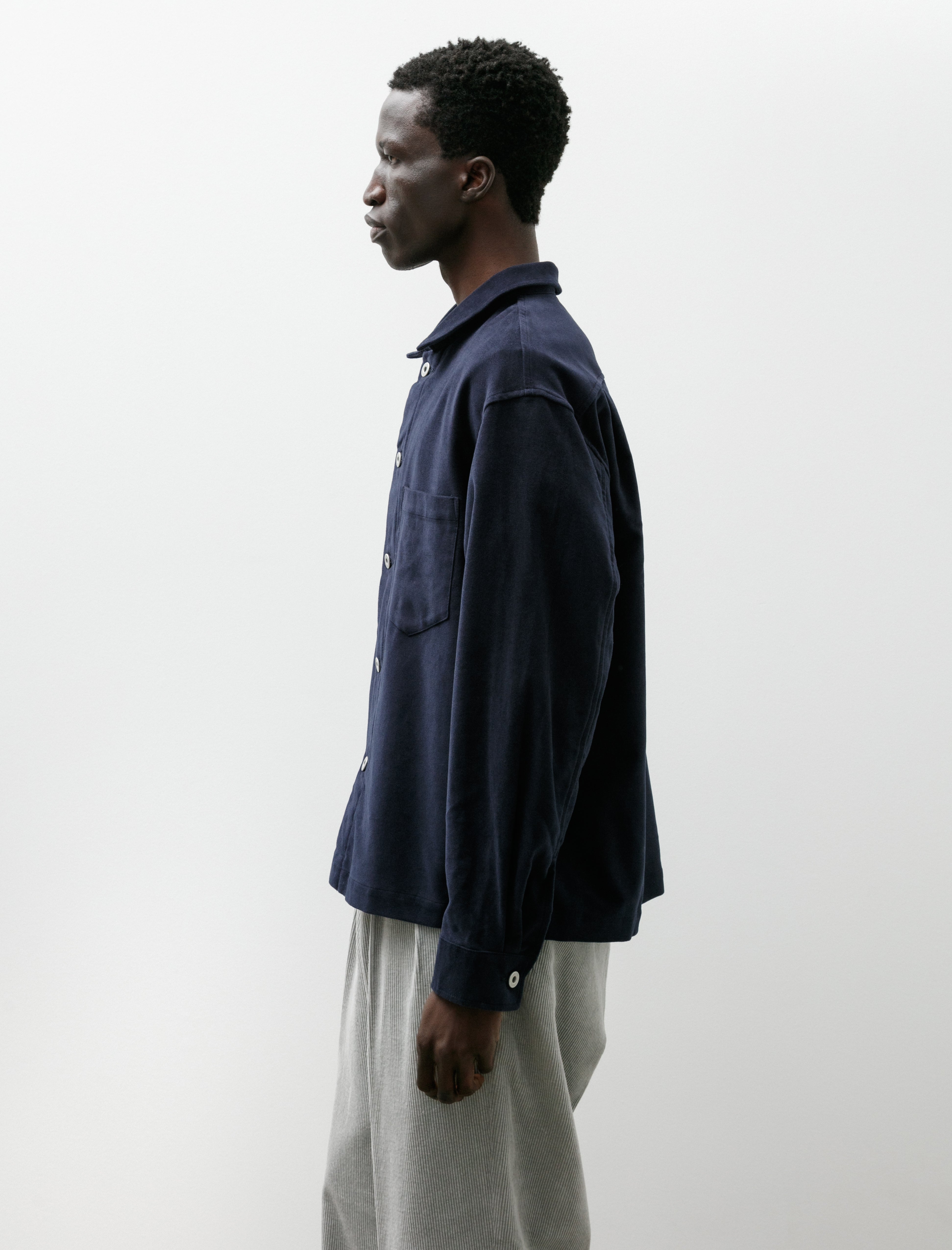 James Coward Travail Shirt Cotton Moleskin Navy