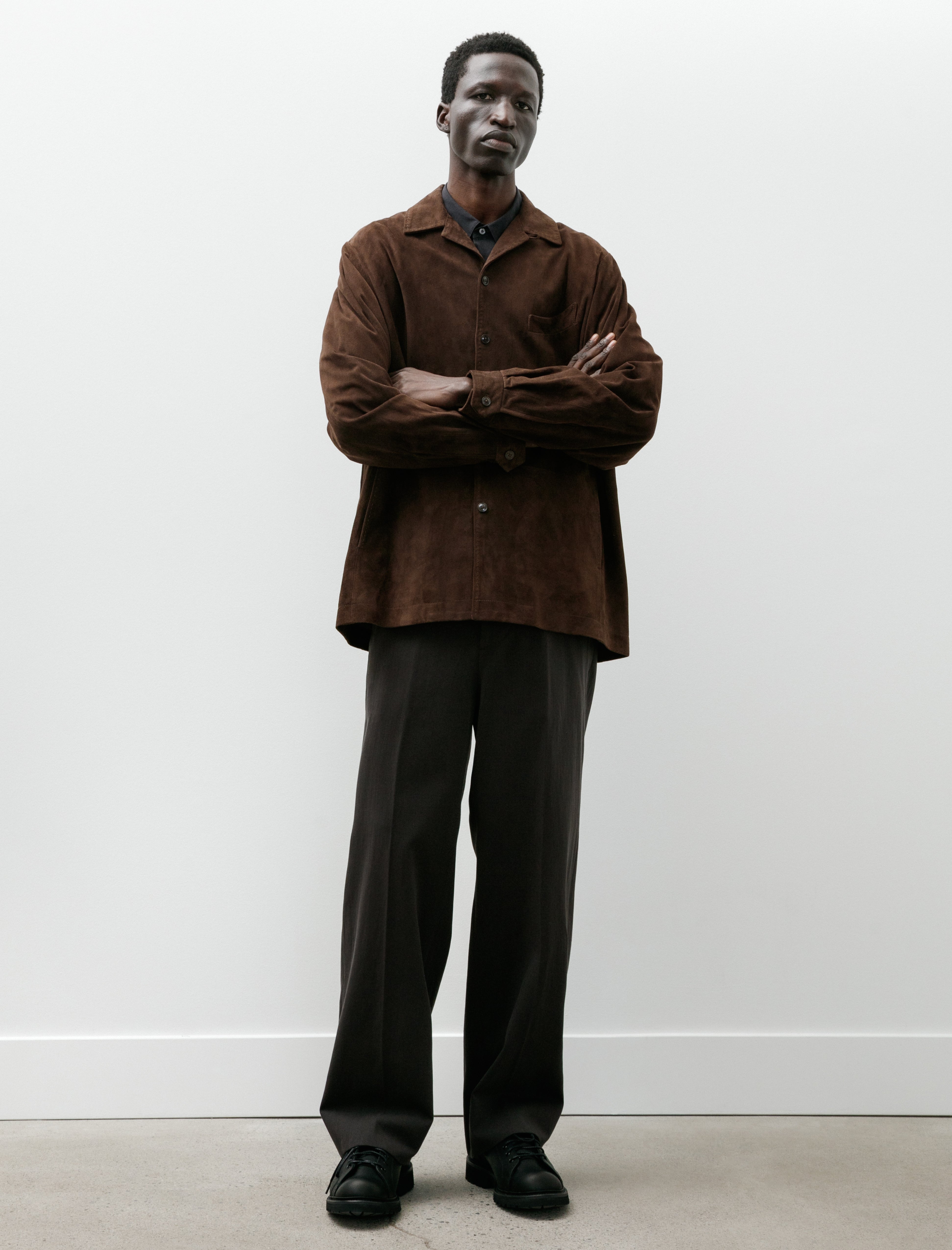 Maatee & Sons Suede Shirt Jacket Brown