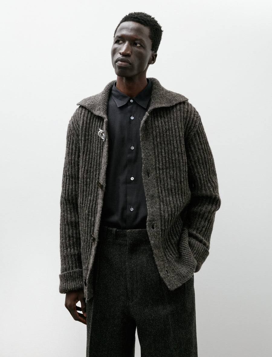 Bomber Cardigan Long Dark Brown - Image 4