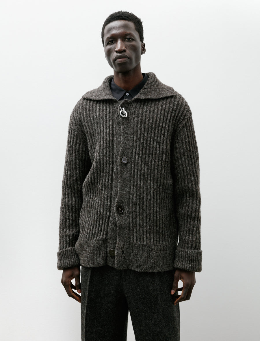 Bomber Cardigan Long Dark Brown - Image 1