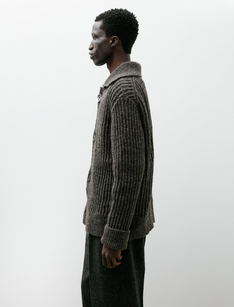 Bomber Cardigan Long Dark Brown - Image 3