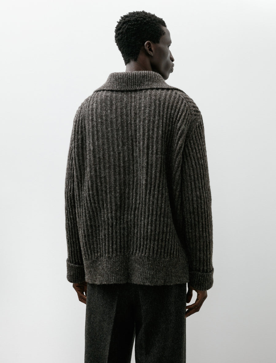 Bomber Cardigan Long Dark Brown - Image 2