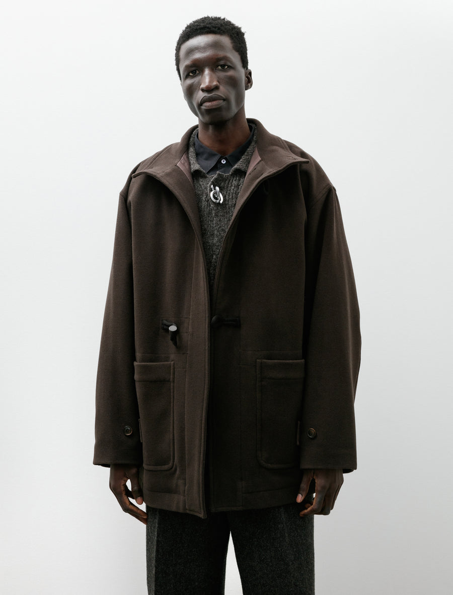 Melton Half Duffle Coat Brown - Image 4