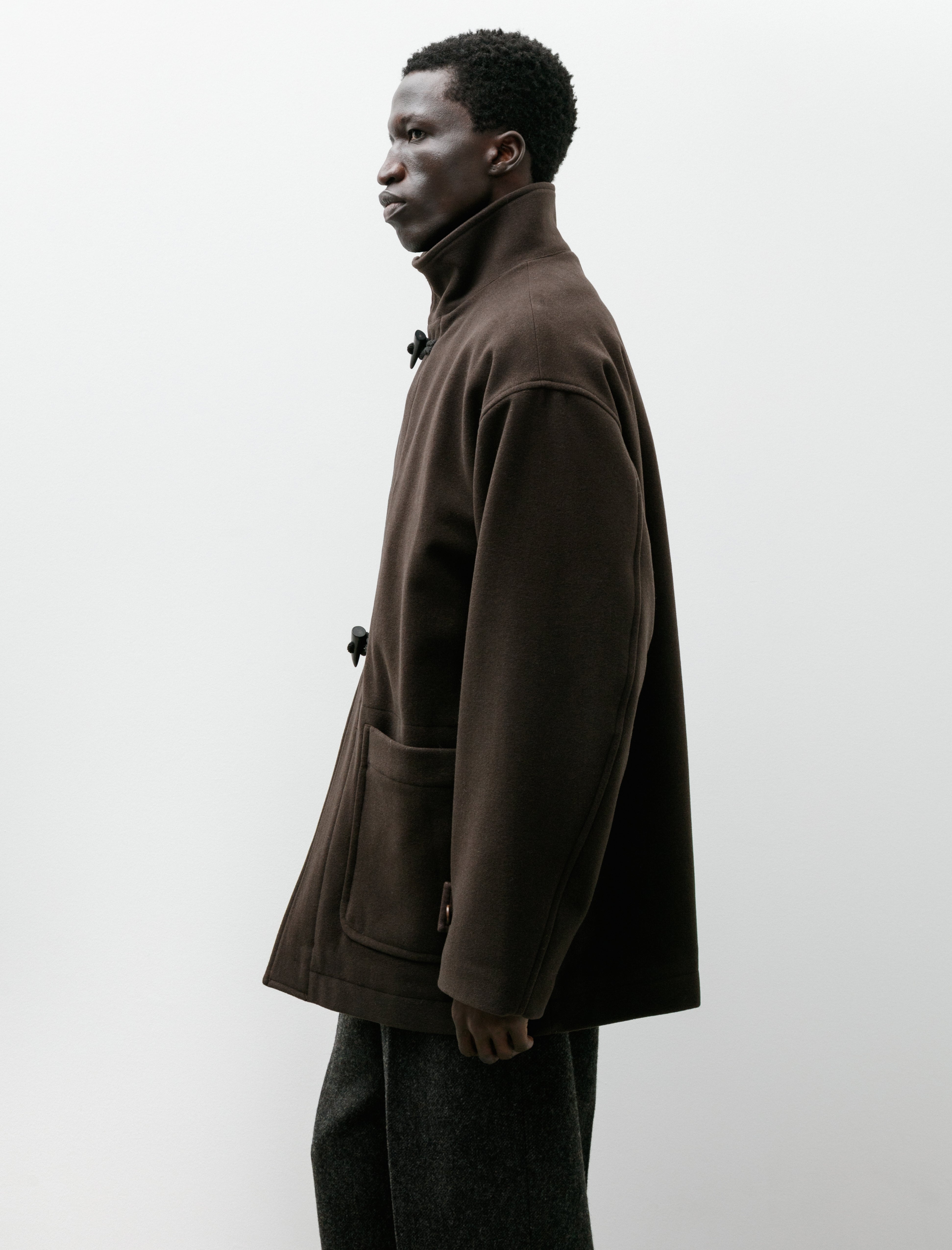 Ernie Palo Melton Half Duffle Coat Brown