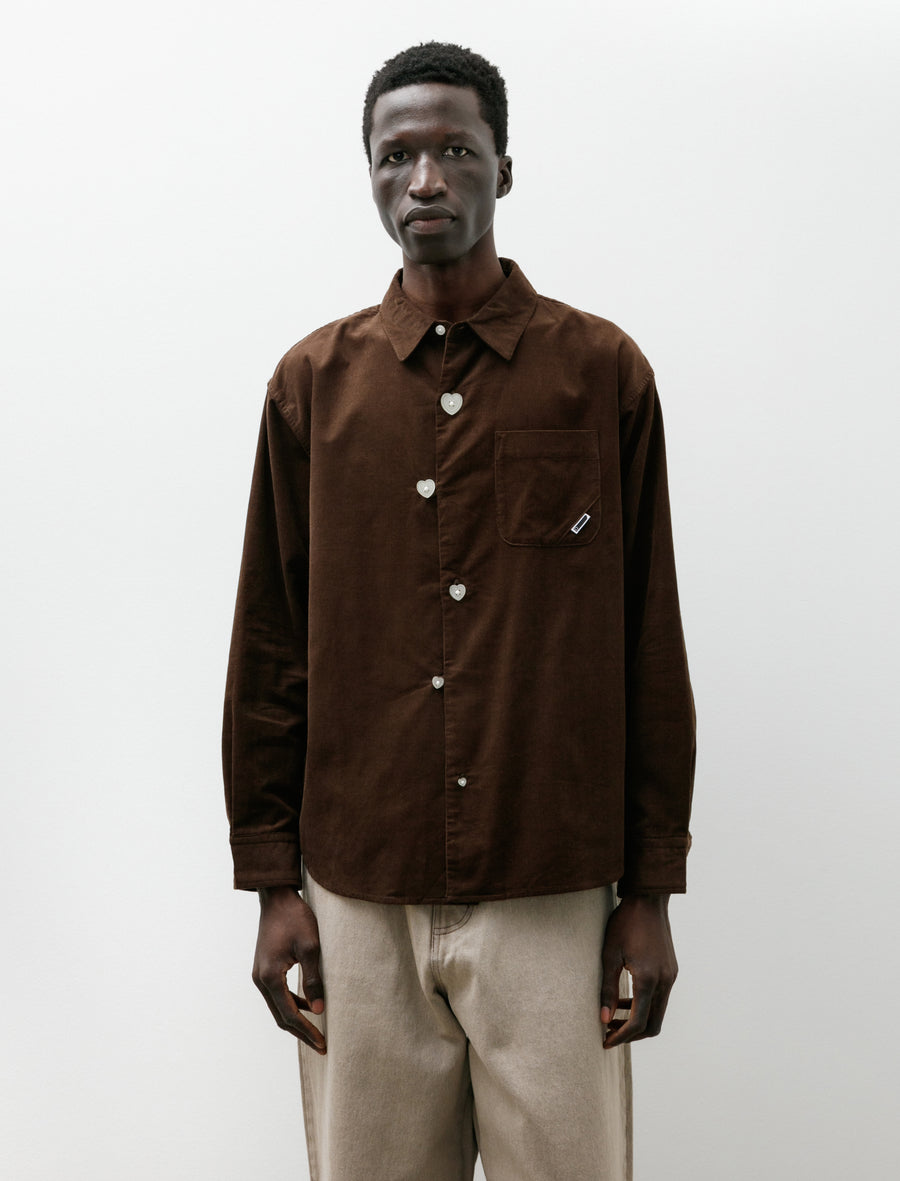 Floating Heart Cord Shirt Brown - Image 1