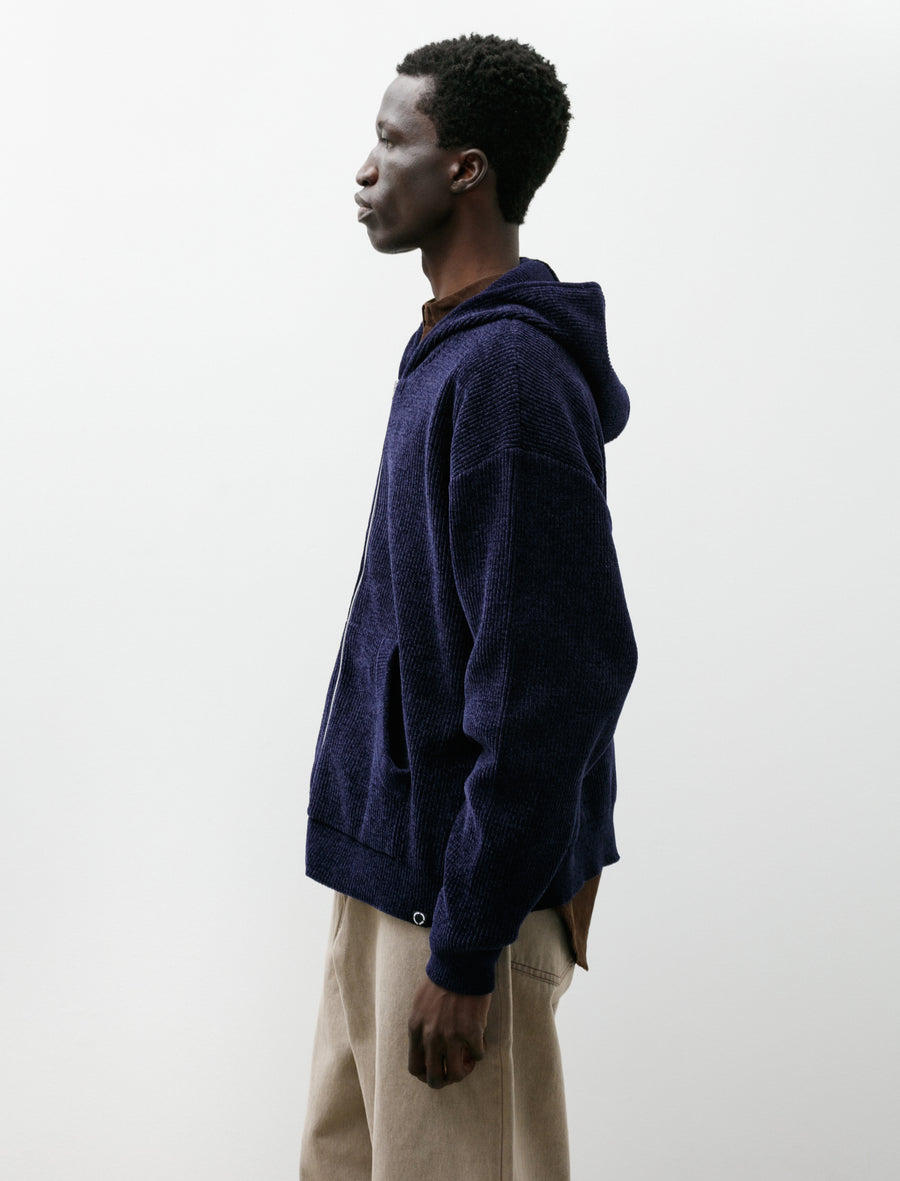 Cordy Knit Zip Hoodie Navy - Image 3