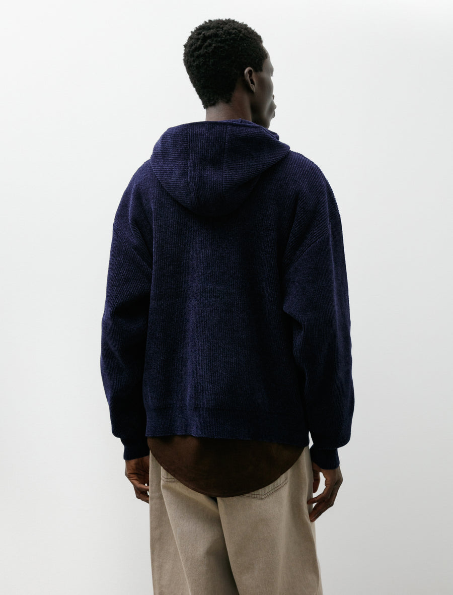 Cordy Knit Zip Hoodie Navy - Image 2