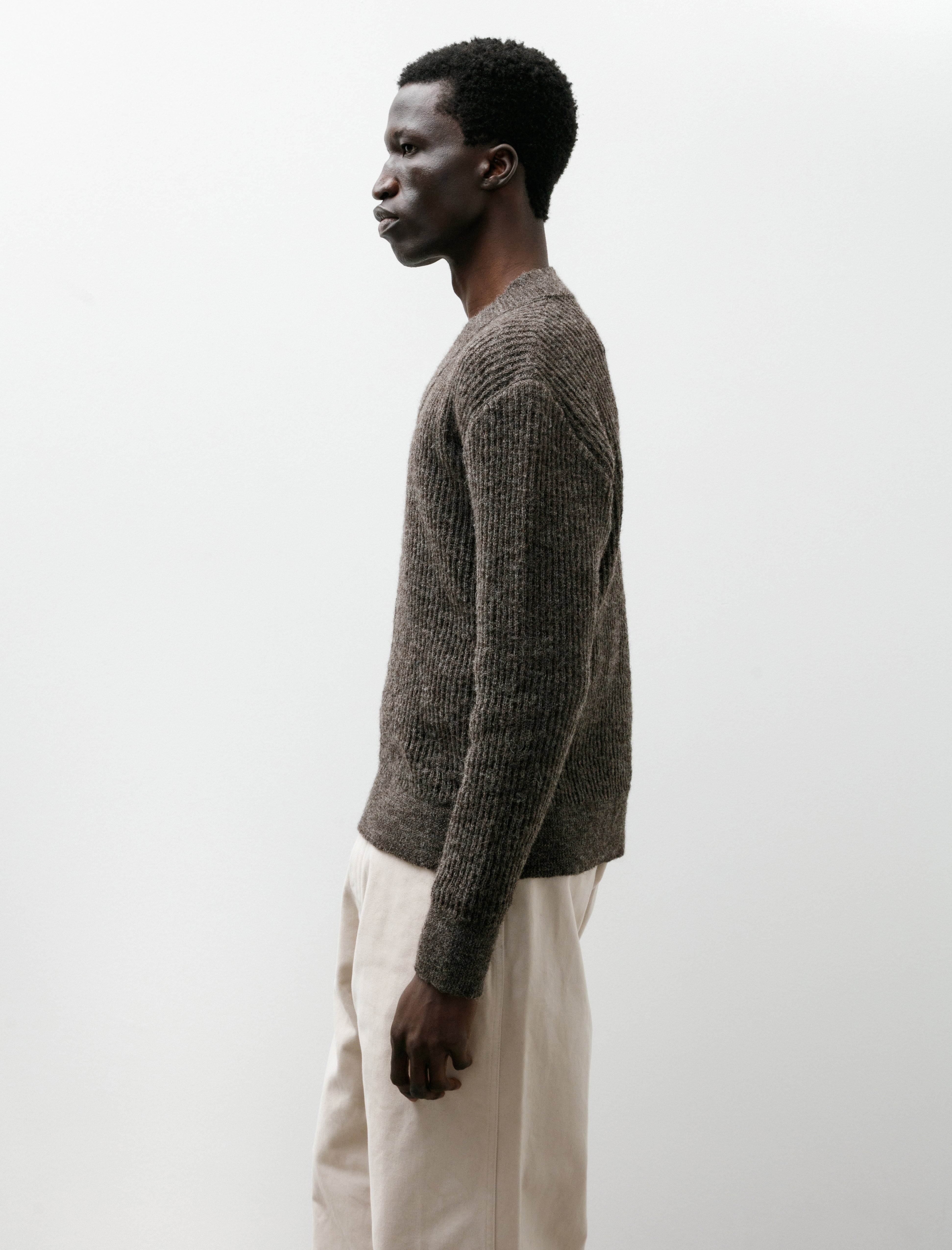 Cecile Tulkens Tucked Wide V-Neck Sweater Dark Brown