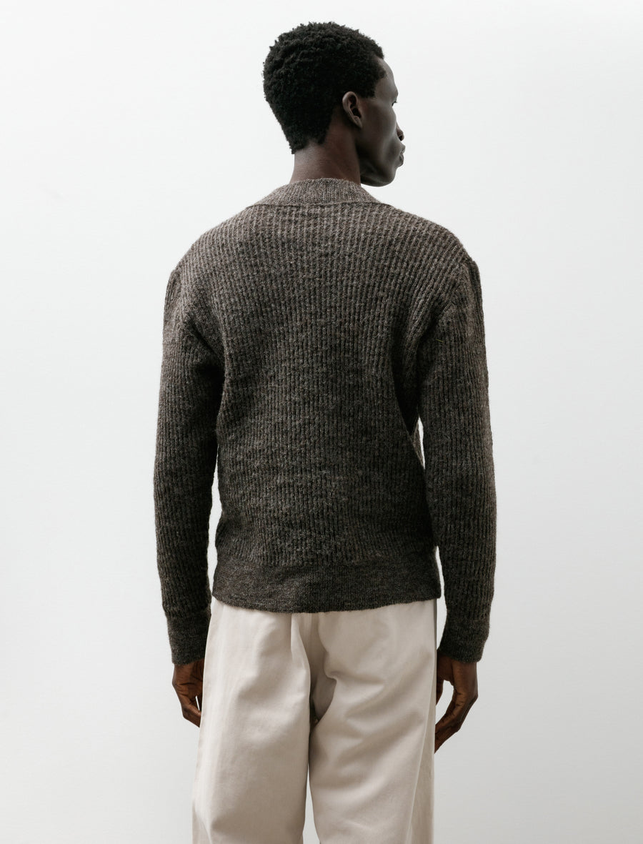 Tucked Wide V-Neck Sweater Dark Brown - Image 2