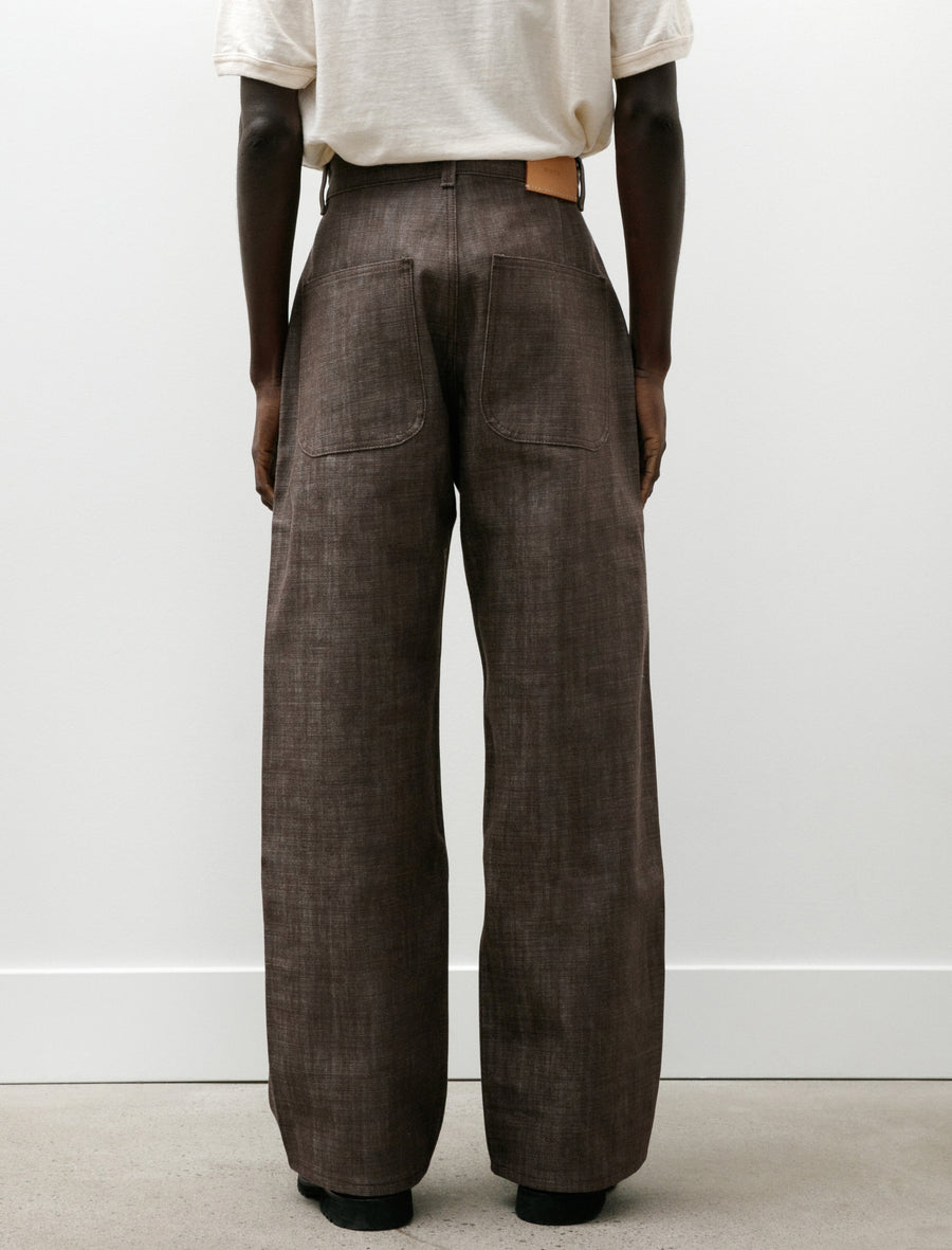 Wide Denim Selvedge Trouser Brown - Image 5