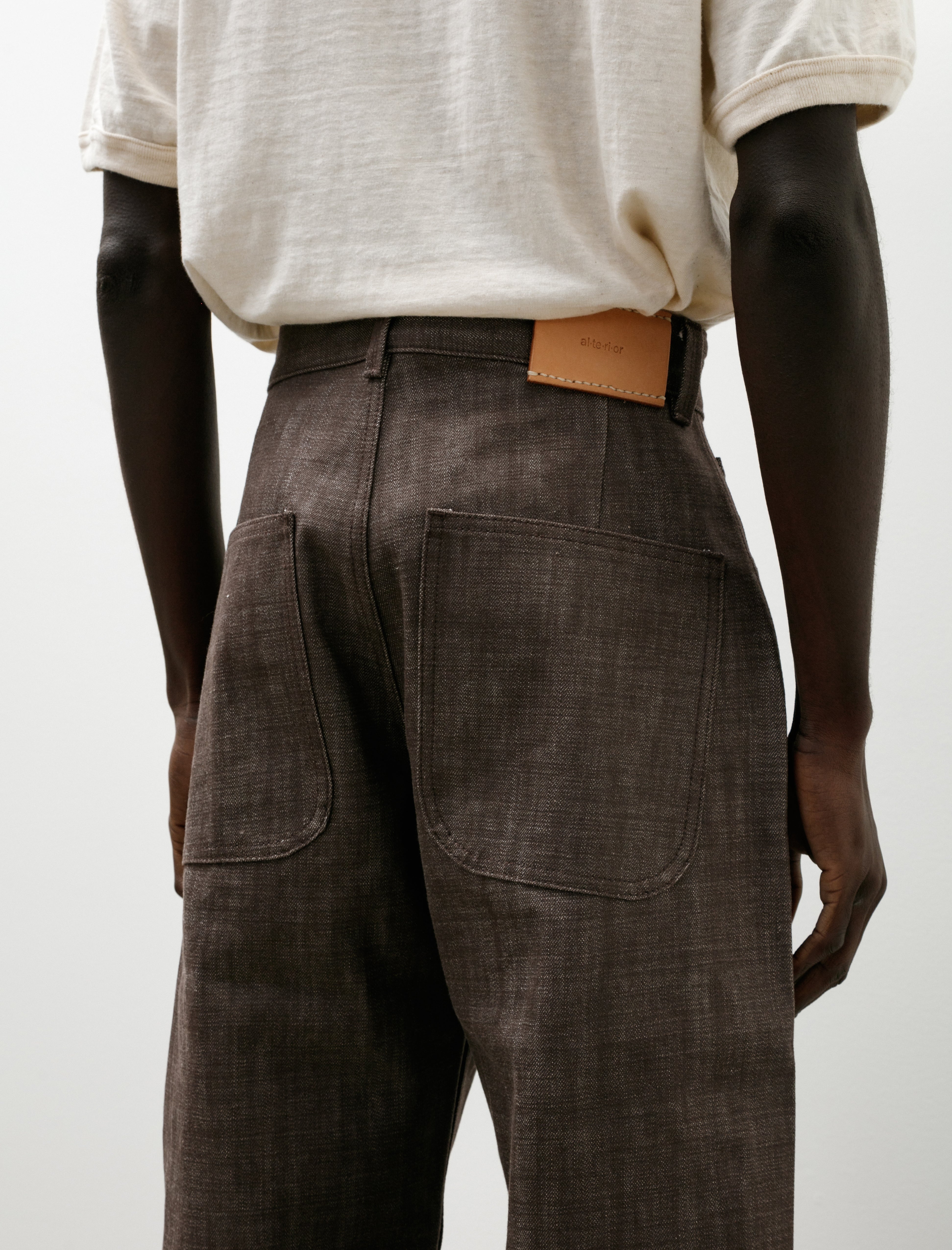 Alterior Wide Denim Selvedge Trouser Brown