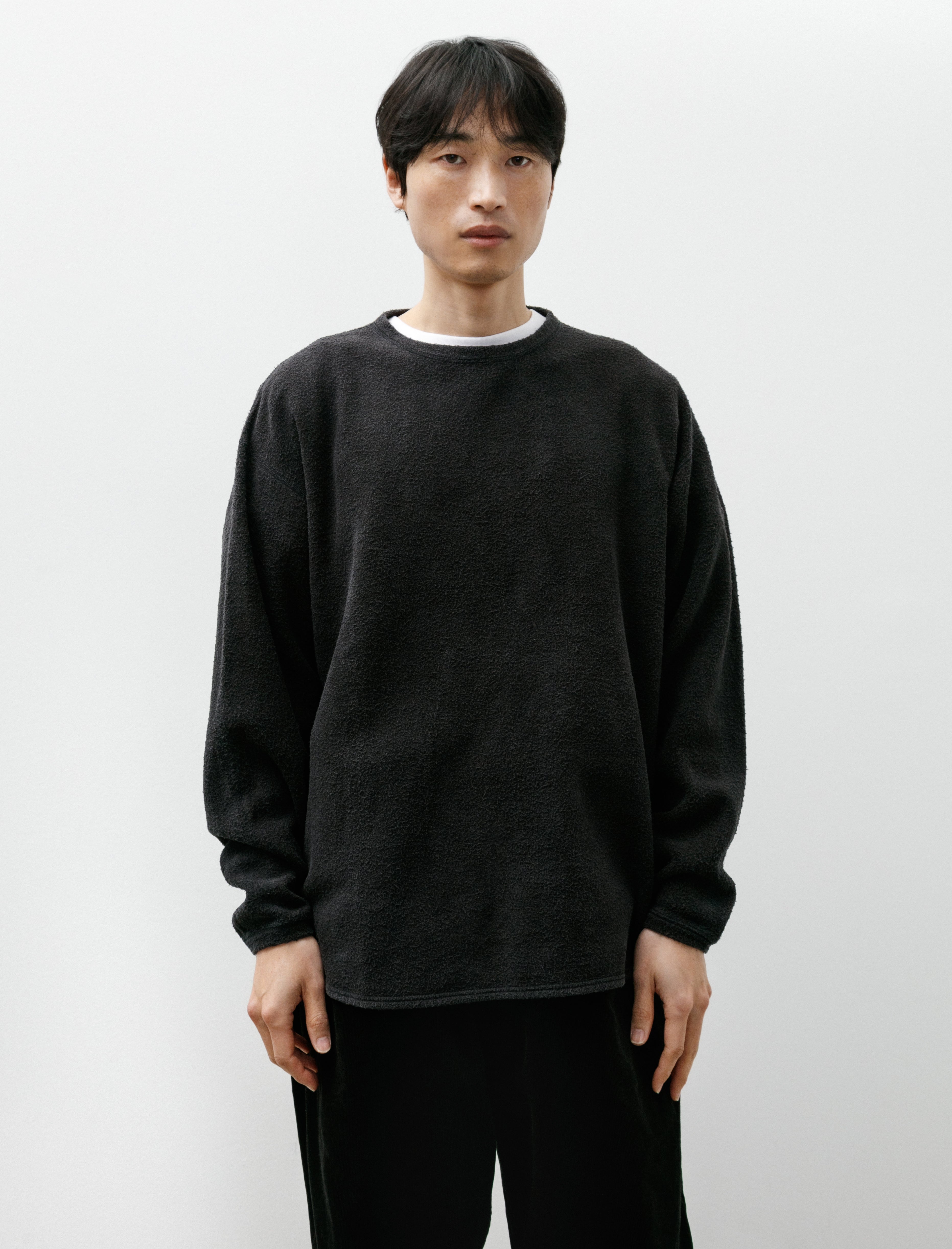 Comoli Fleece Crew Neck Fade Black