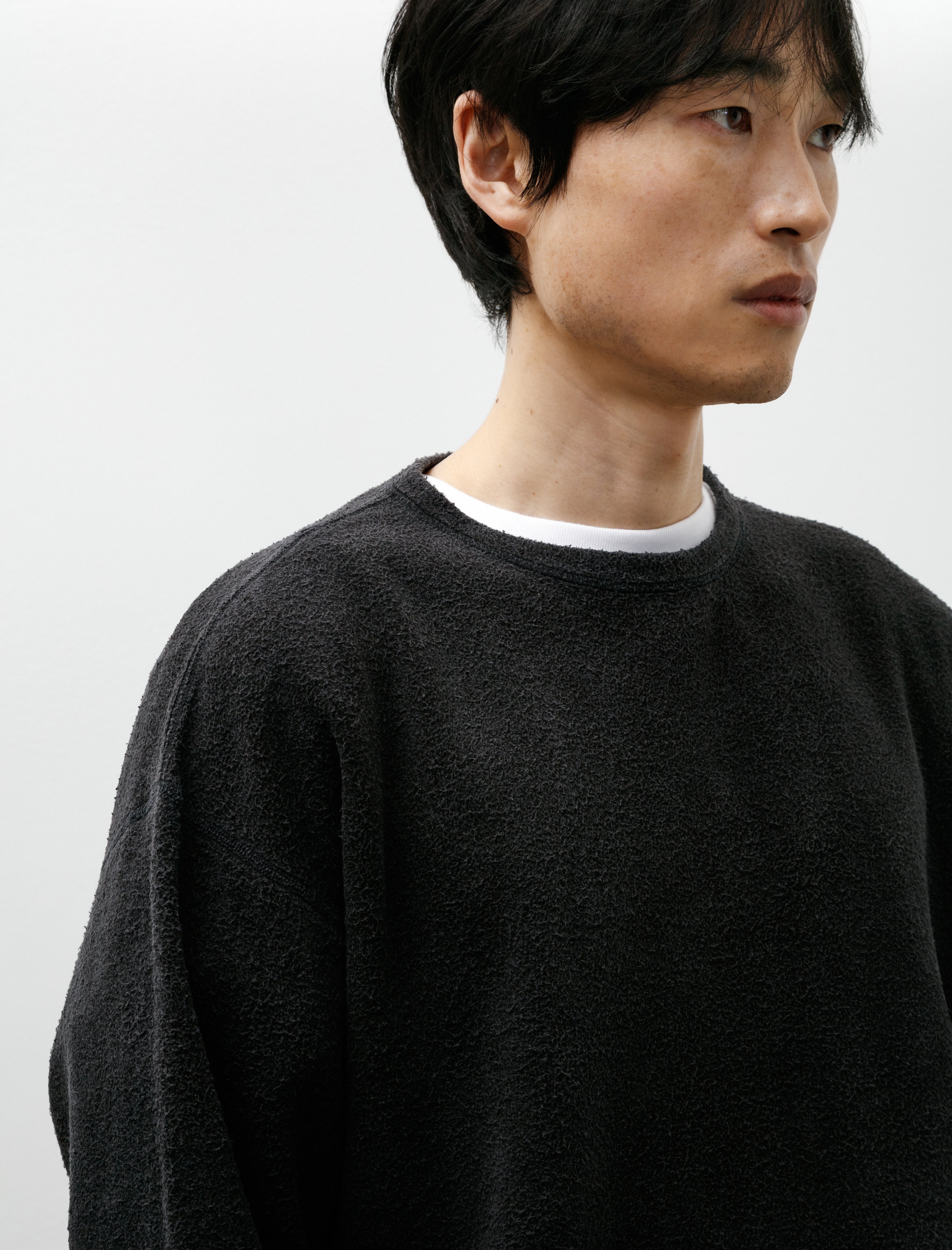 Comoli Fleece Crew Neck Fade Black