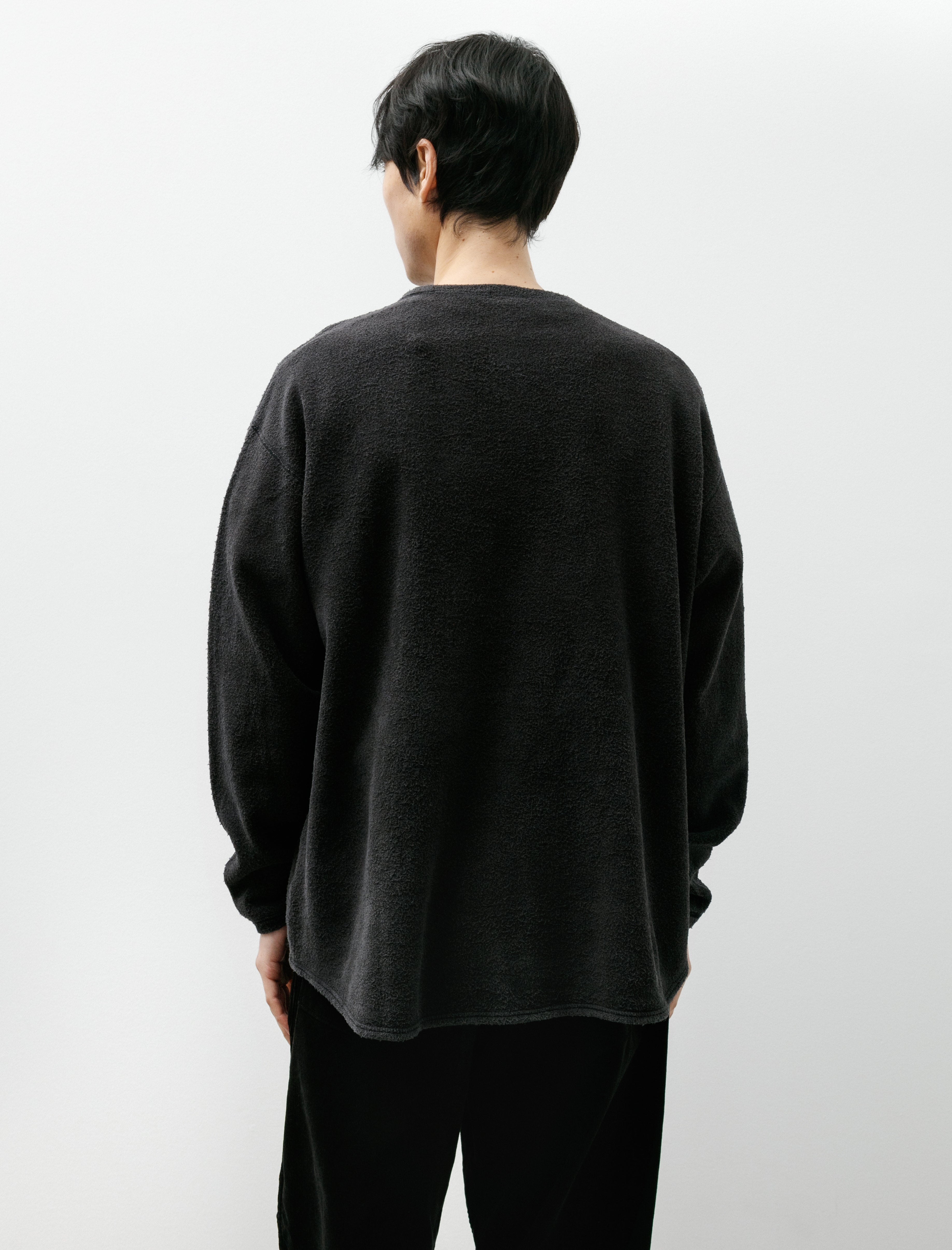 Comoli Fleece Crew Neck Fade Black