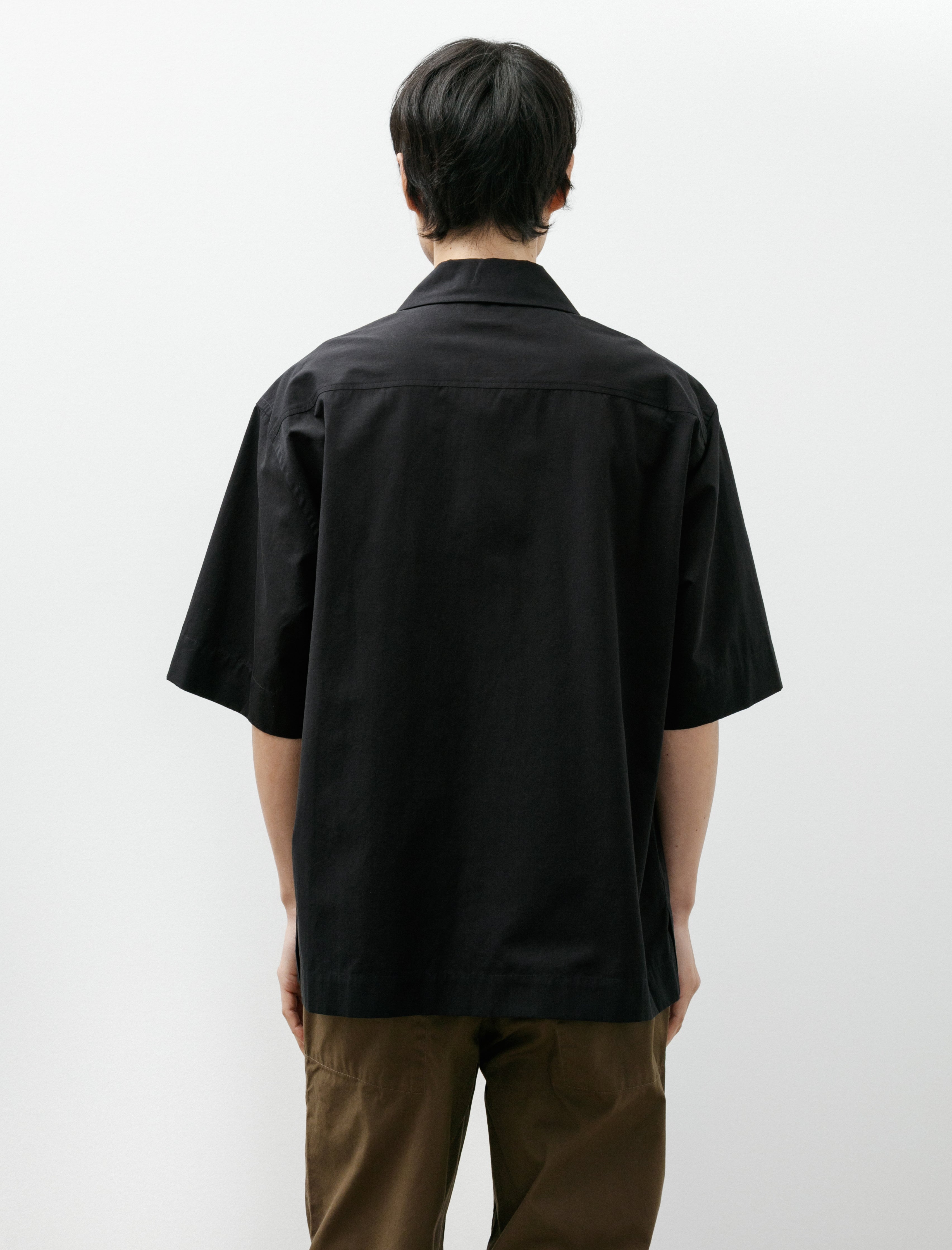 Margaret Howell Revere Collar Shirt Cotton Blend Shirting Black
