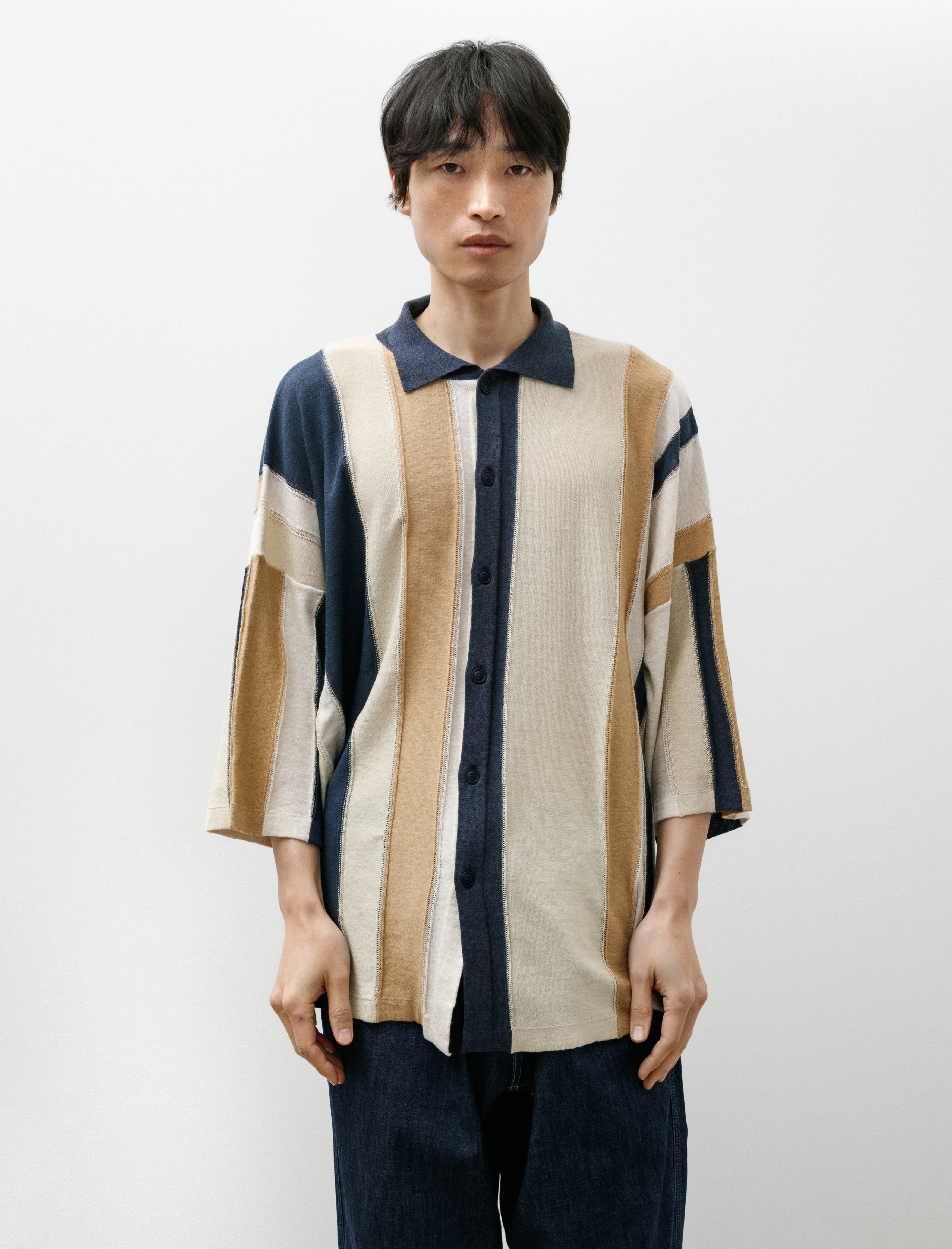 Casey Casey Shirt Stripe Patchwork Blue/Beige Stripes