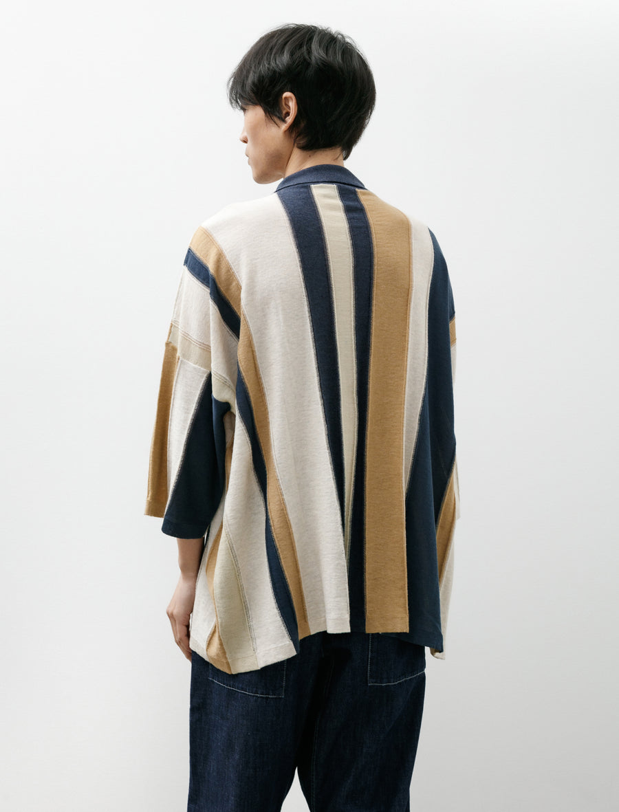 Shirt Stripe Patchwork Blue/Beige Stripes - Image 3
