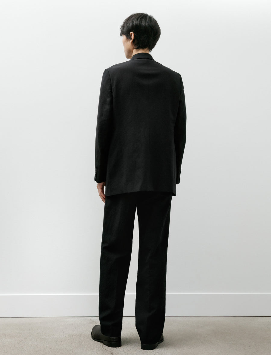Wool Cotton Linen Ox Double Breasted Jacket Black - Image 8