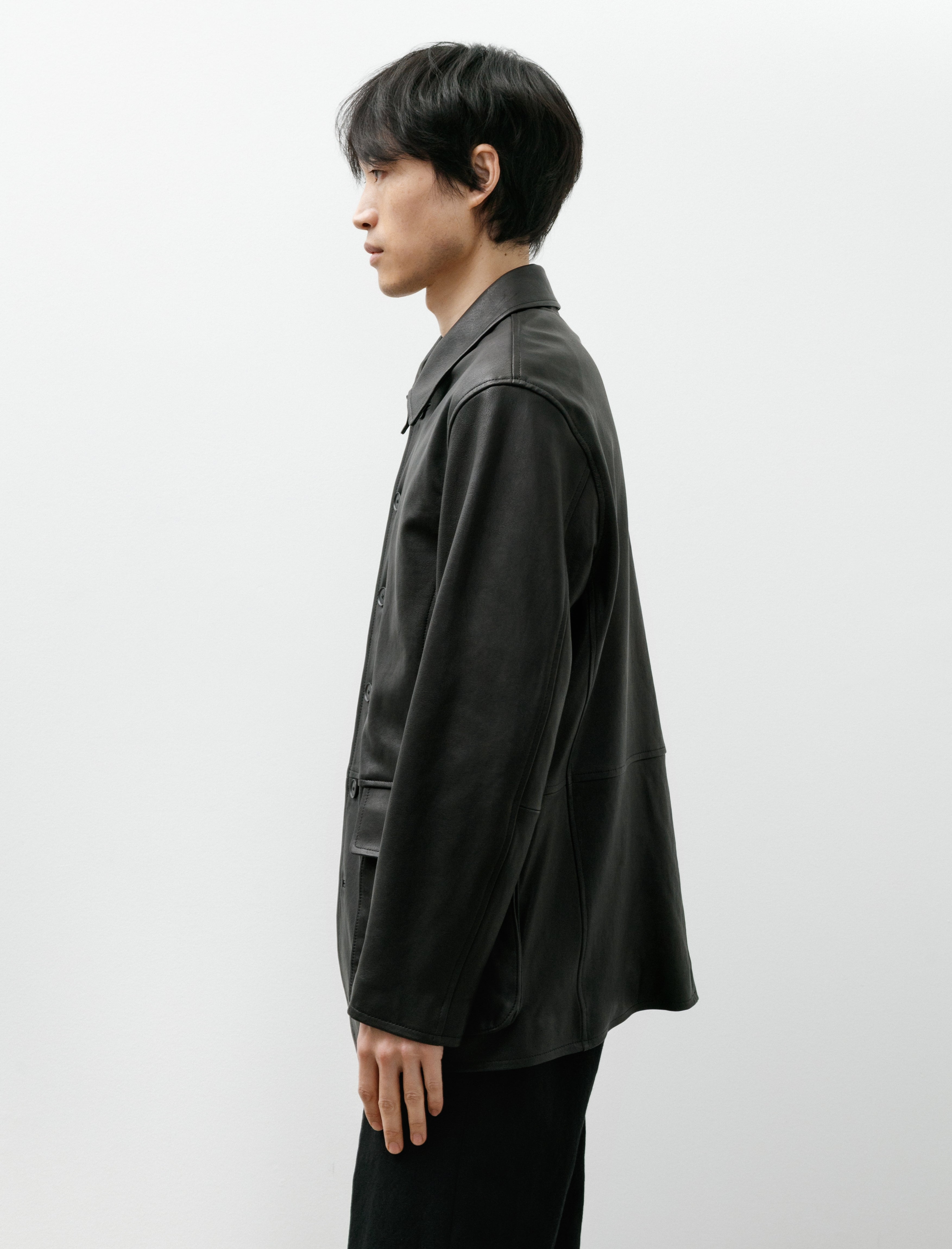 Auralee Textured Lamb Leather Blouson Black