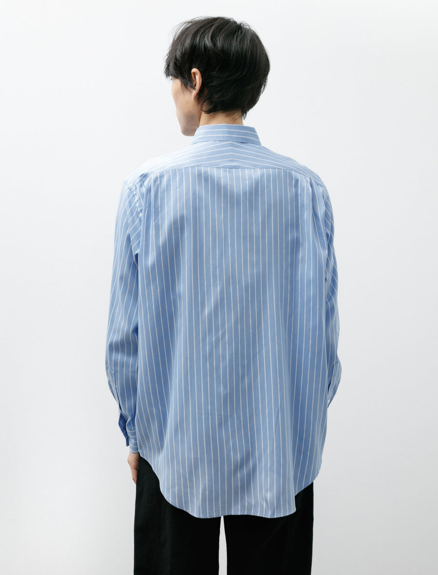 Cotton Silk Shirt Sax Blue Stripe - Image 2