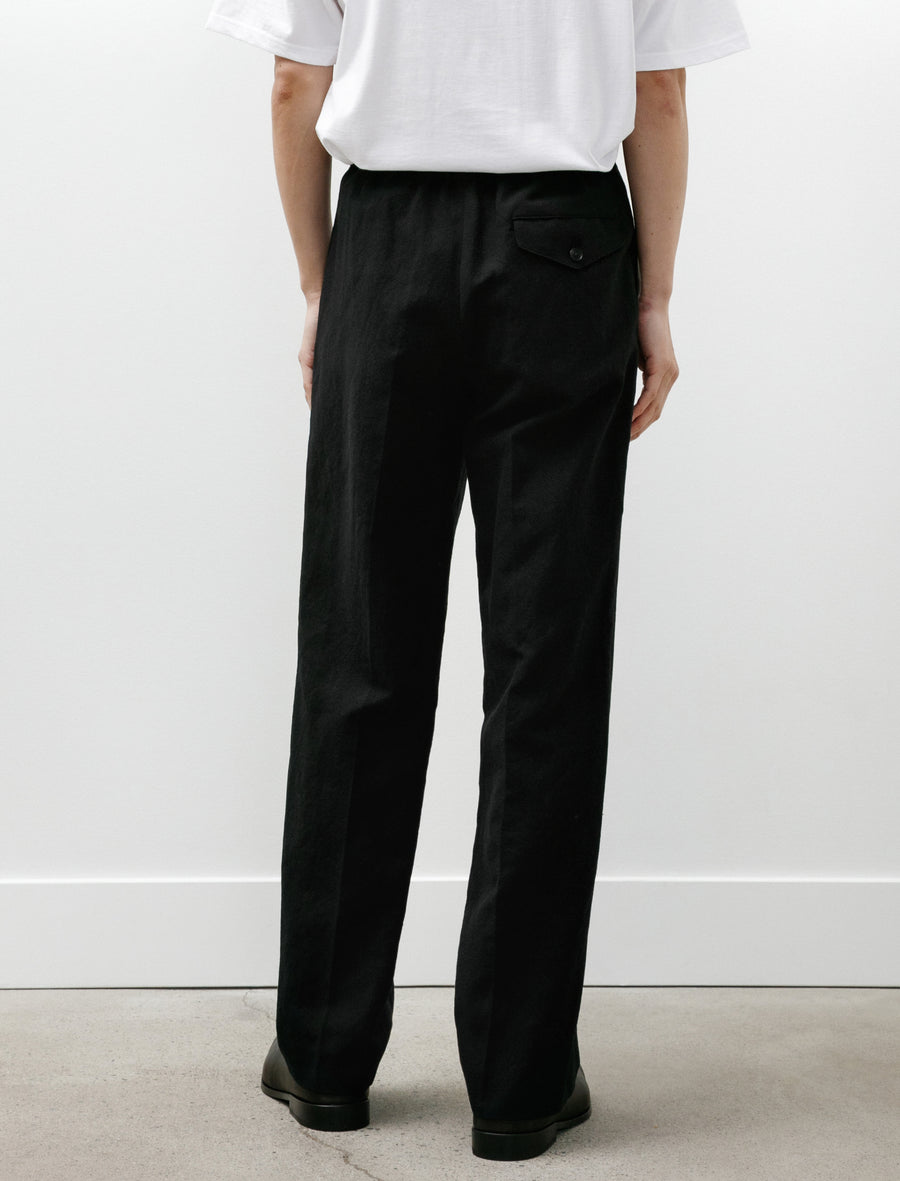 Wool Cotton Linen Ox Drawstring Pants Black - Image 5